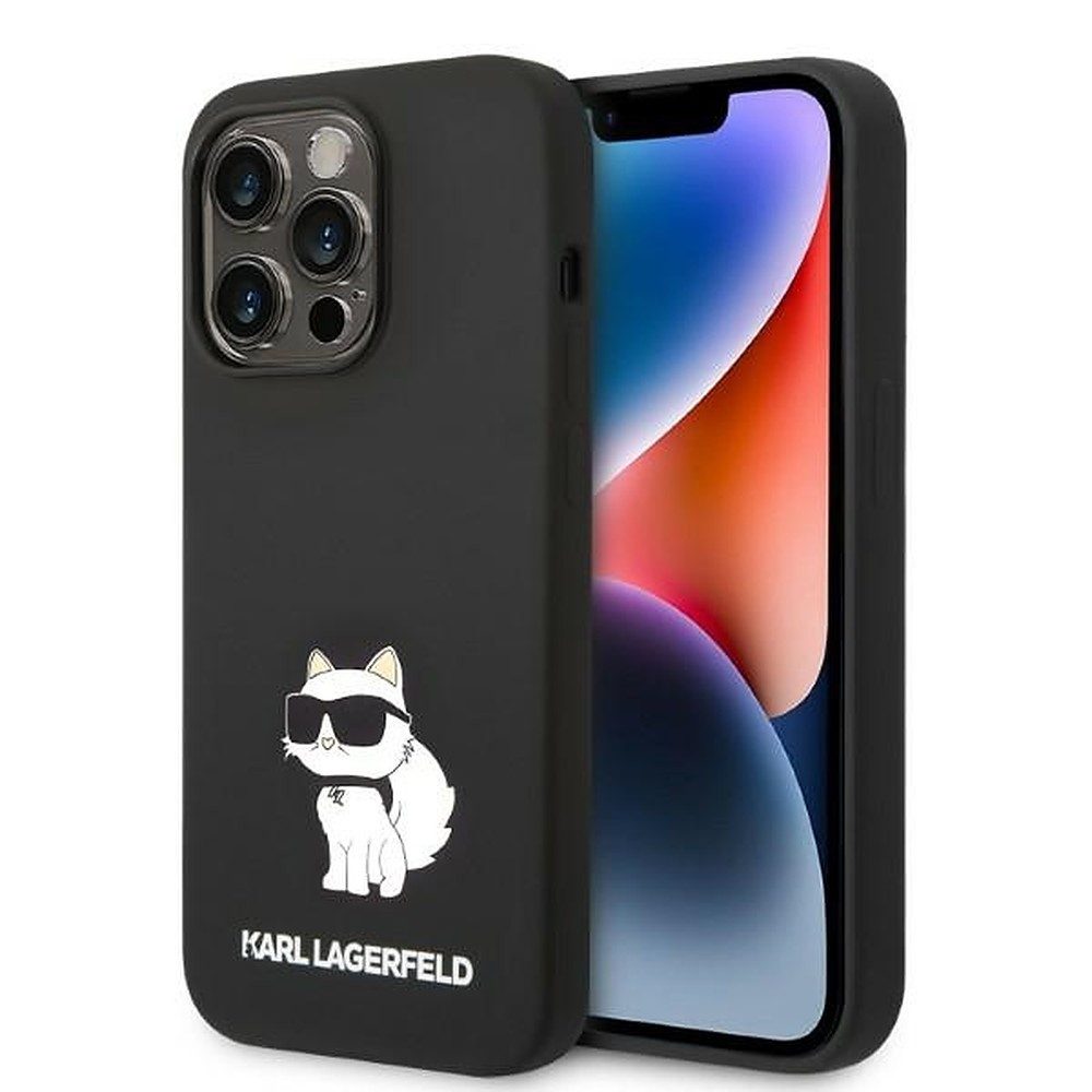 KARL LAGERFELD Handyhülle Schutzhülle Rückschale Designercover 6,7 Zoll, Choupette-Motiv, Mikrofaser-Futter, Silikon