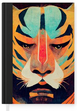 MuchoWow Notizbuch Tiger - Porträt - Abstrakt - Tiere - Kunst, Journal, Merkzettel, Tagebuch, Notizheft, A5, 98 Seiten, Haushaltsbuch