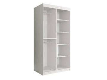 MIRJAN24 Kleiderschrank Marmur T 100 (mit Schiebetüren) zwei Kleiderstangen, Marmor Optik Muster, 100/120/150/180/200/250 cm