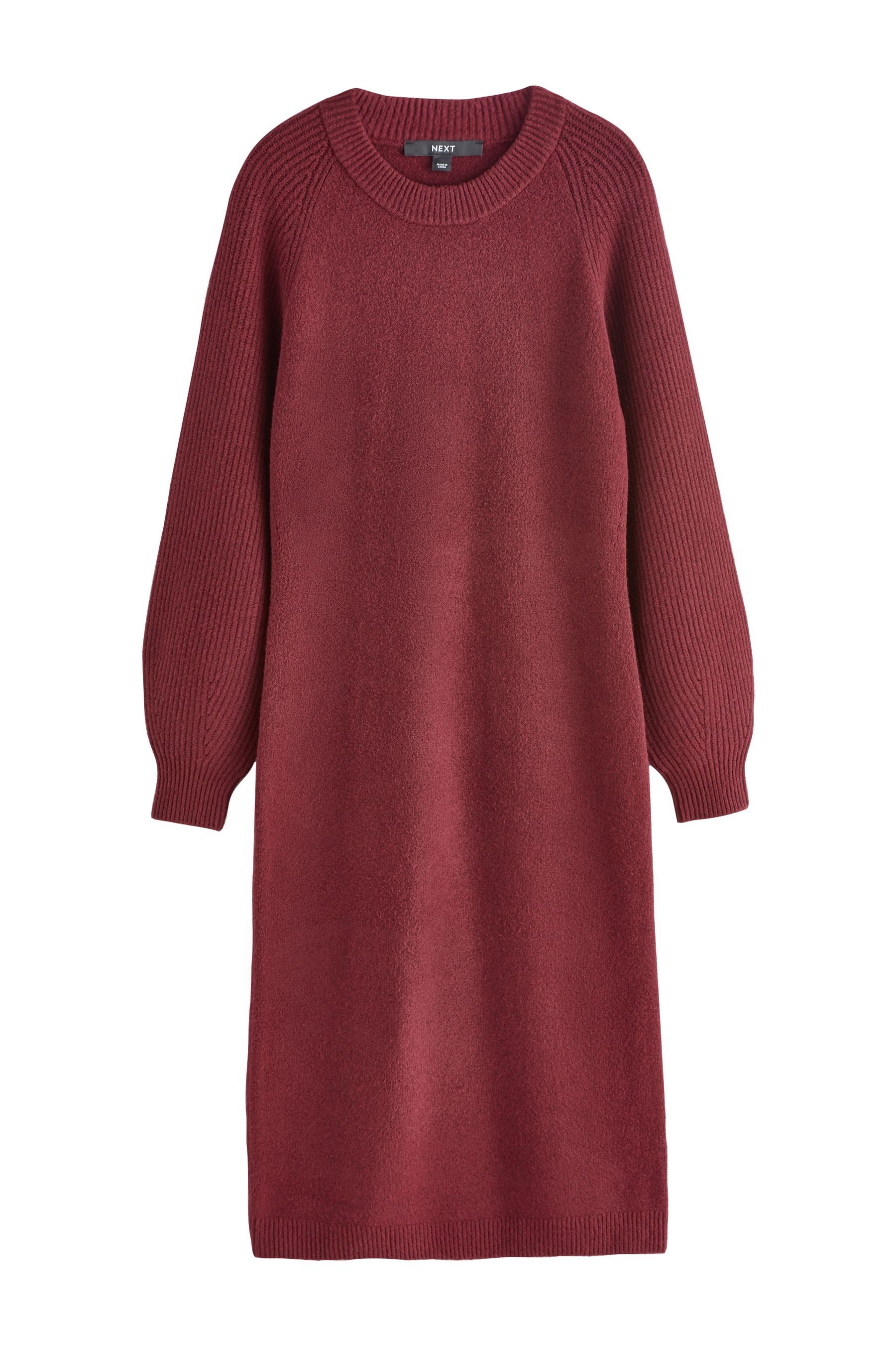 Next Midikleid Weiches, gestricktes Midikleid, gerippte Ärmel (1-tlg) günstig online kaufen