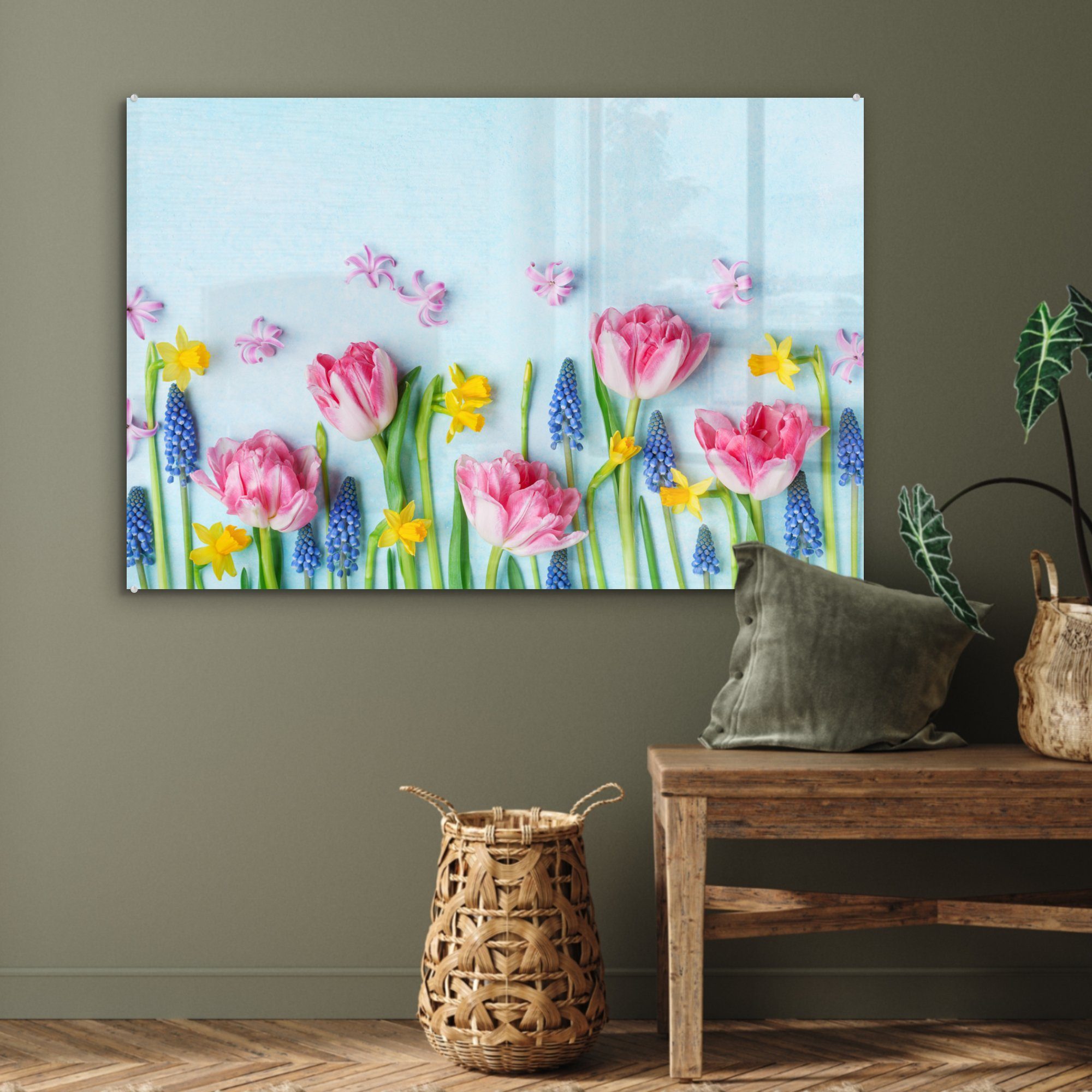 MuchoWow Wohnzimmer Acrylglasbilder Schlafzimmer - St), Blumen (1 - Frühling, Stillleben Acrylglasbild &