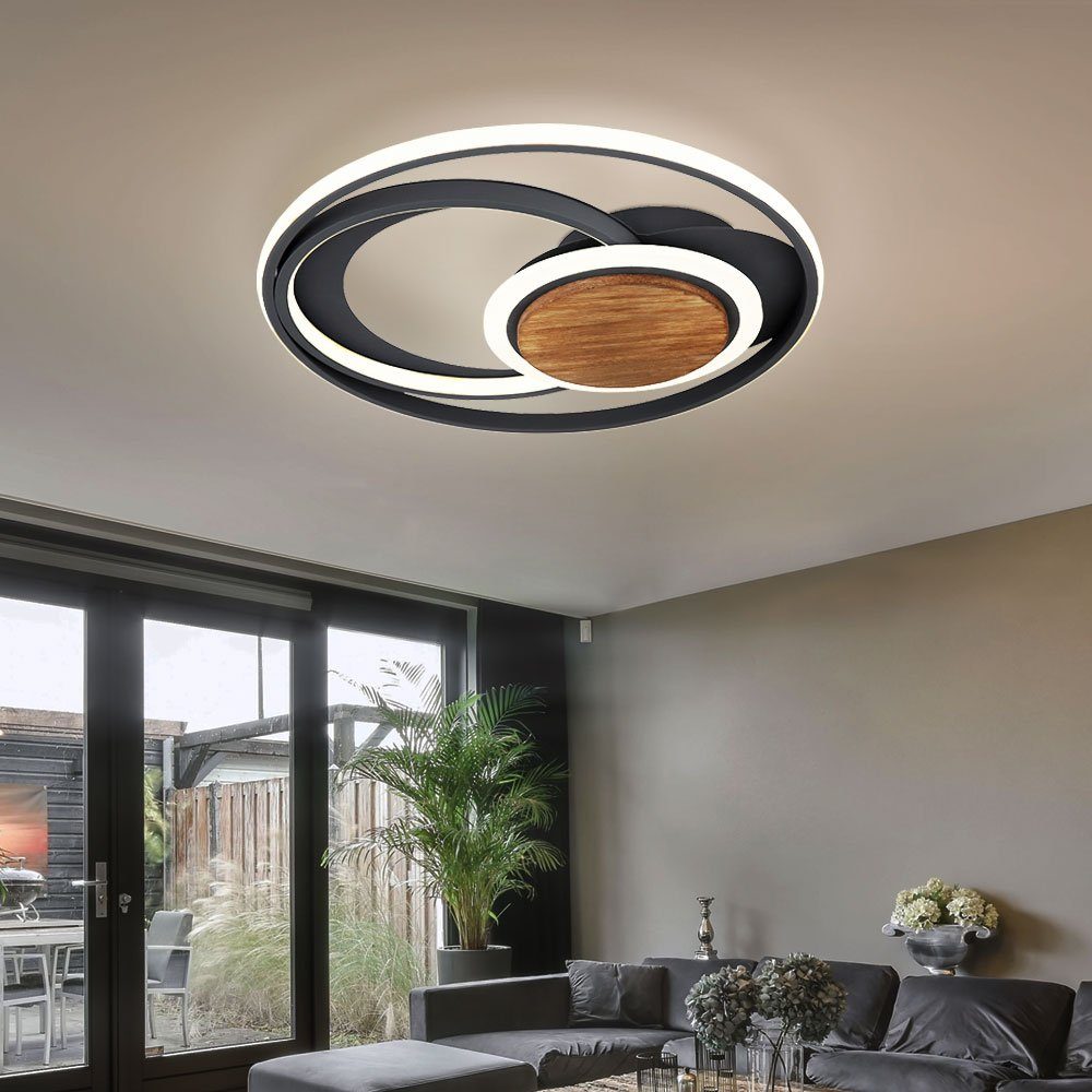 Globo LED Wohnzimmerlampe LED Deckenleuchte Deckenleuchte, Warmweiß, LED-Leuchtmittel Deckenlampe Deckenlampe verbaut, fest Holz
