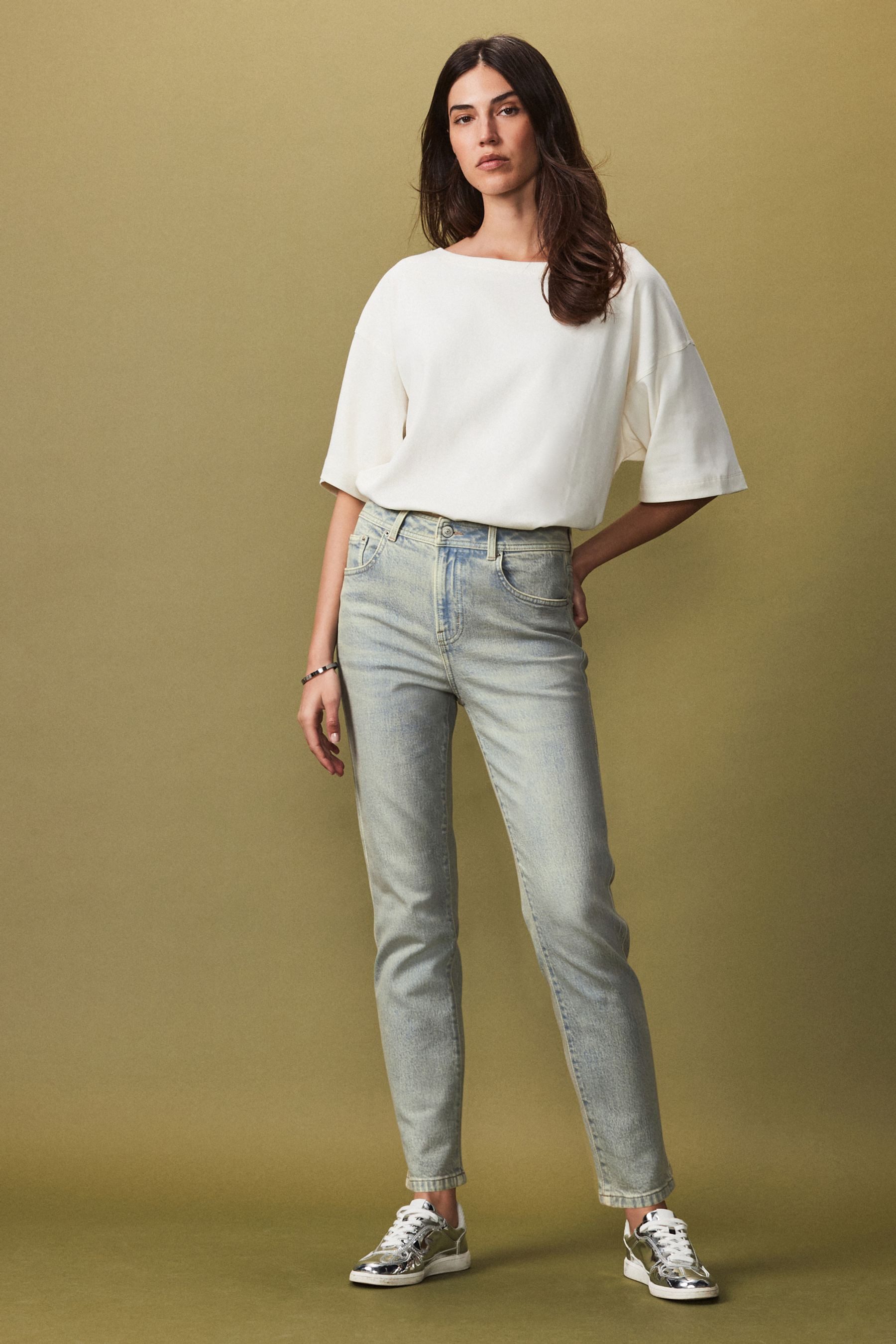 Next Mom-Jeans Mom Jeans mit Komfort-Stretch, Kurzgröße (1-tlg)