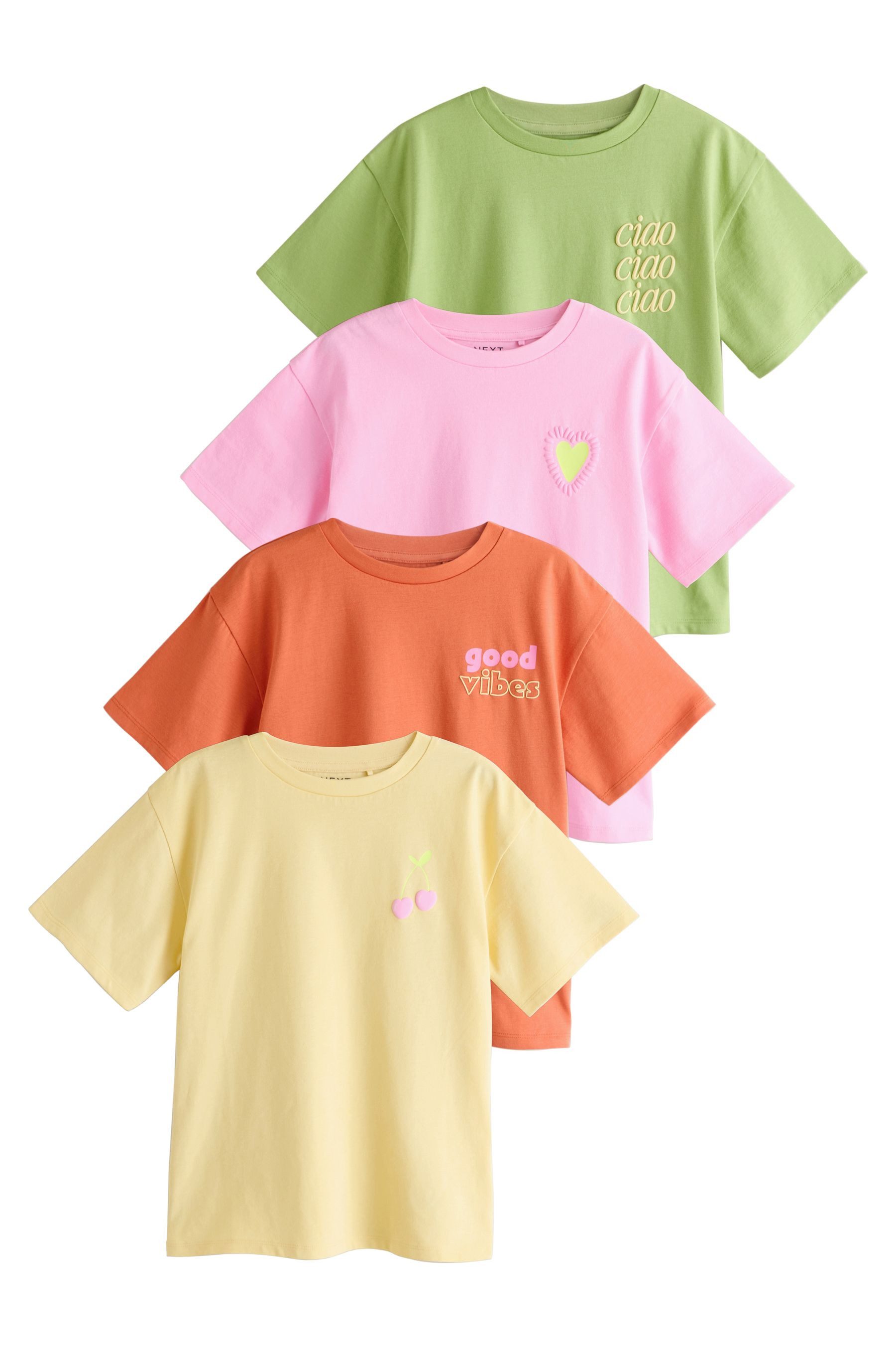 Next T-Shirt Oversized Fit T-Shirts mit Grafik, 4er-Pack (4-tlg)