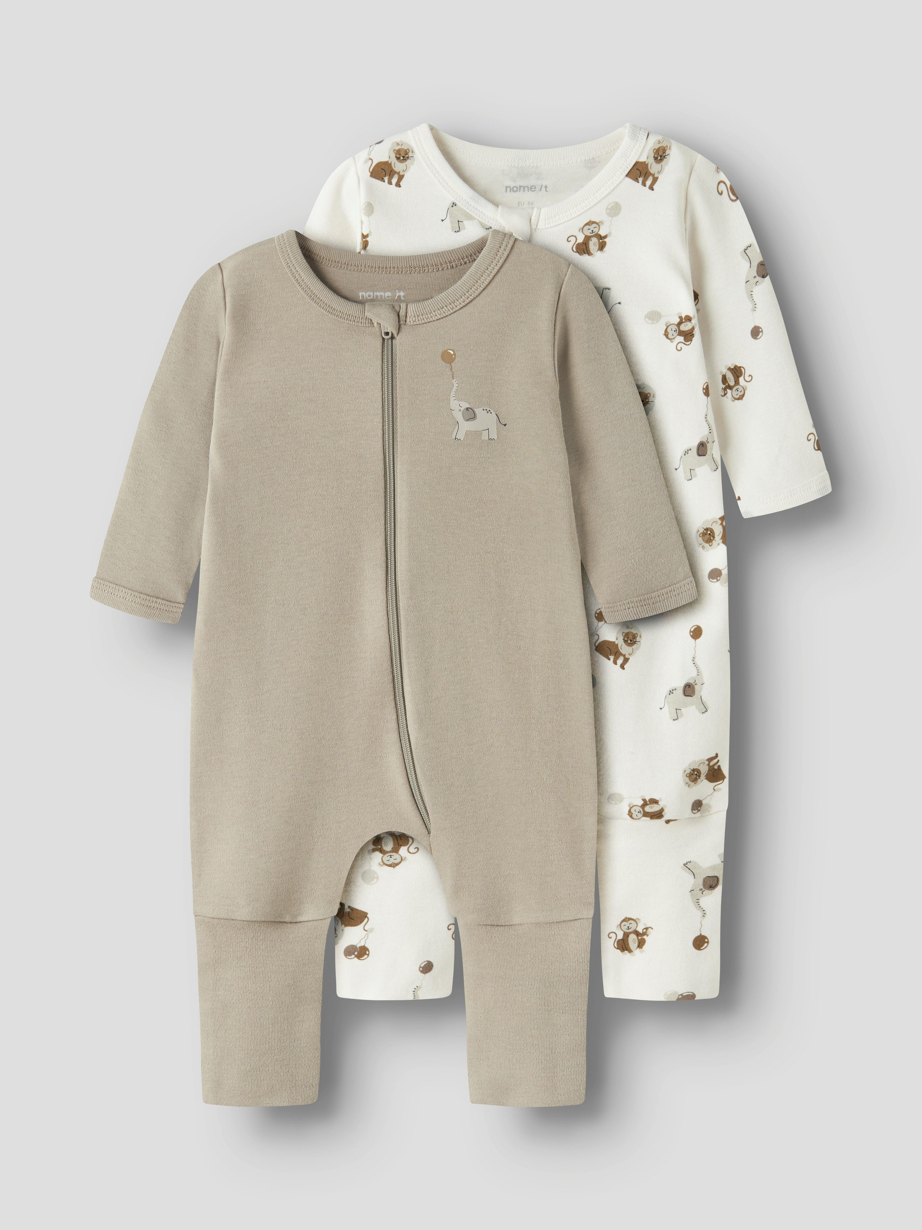 Name It Schlafoverall NBNNIGHTSUIT 2P ZIP FF ANIMAL NOOS (Packung, 2-tlg)