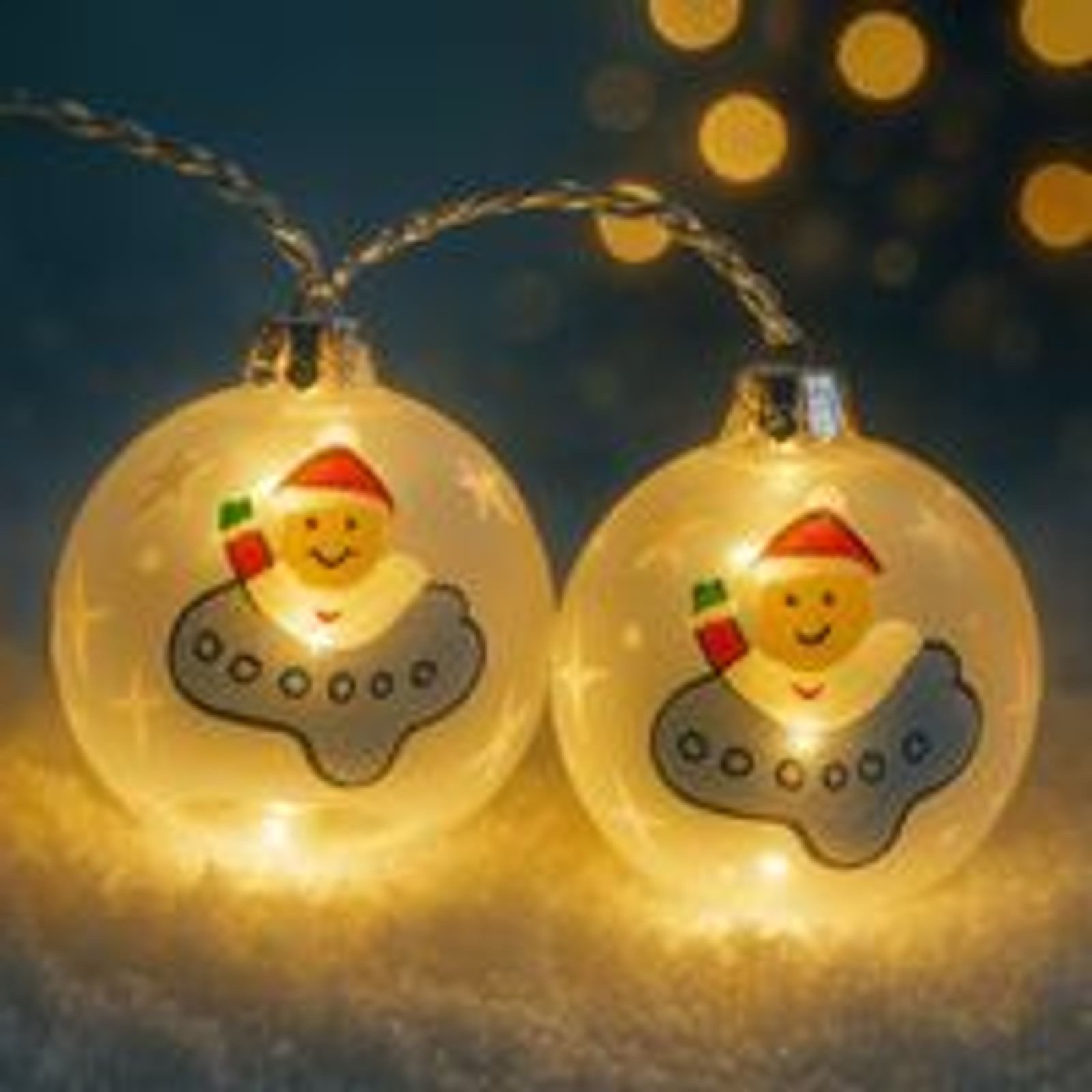 BURI Lichterkette LED Lichterkette aus Glas-Weihnachtskugeln Weihnachtsbeleuchtung Deko, Kugel