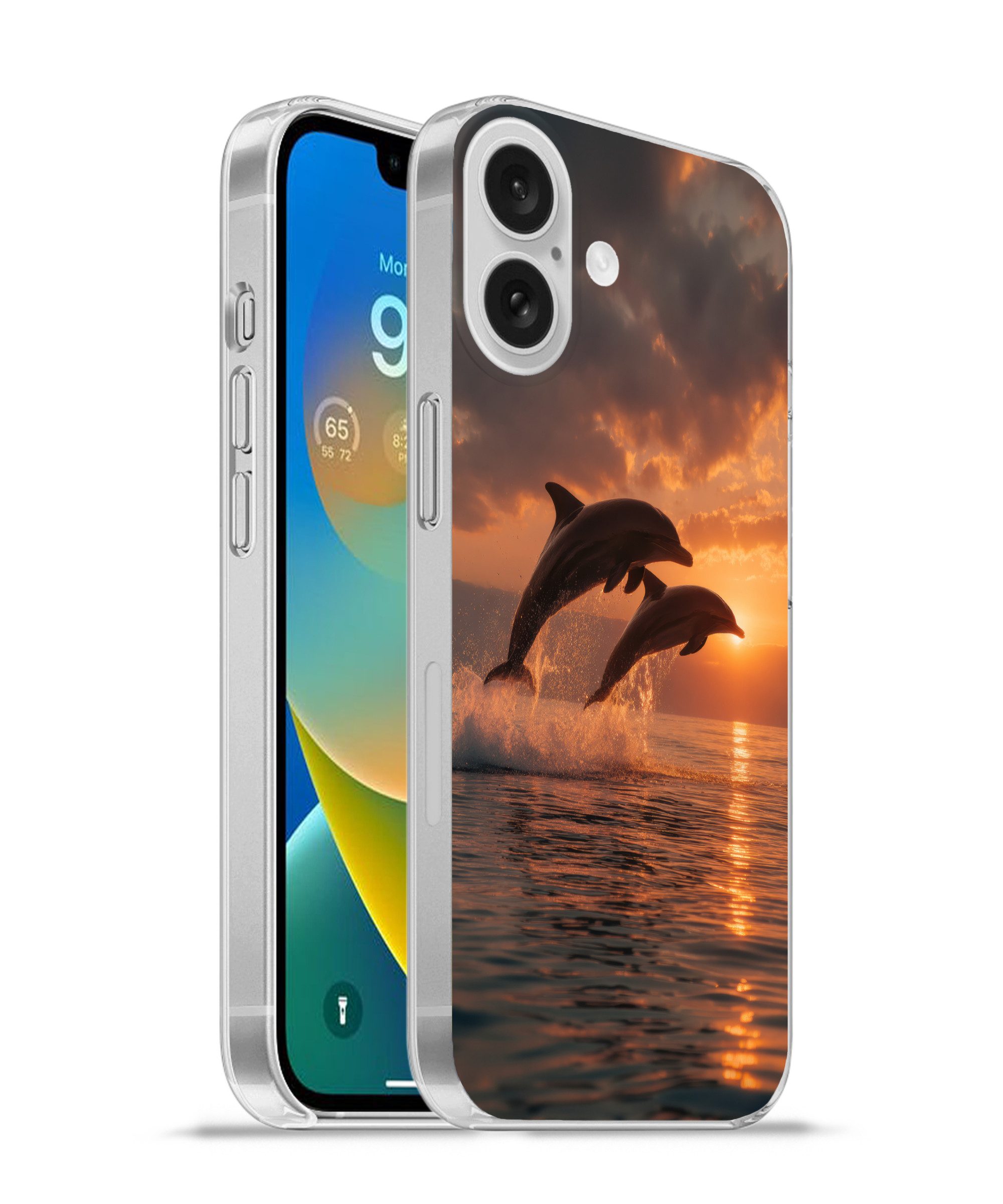 MuchoWow Handyhülle für Apple iPhone 16 Delfine - Meer - Realistisch, Smartphone-Bumper, Print, Handy Schutzhülle Dünn