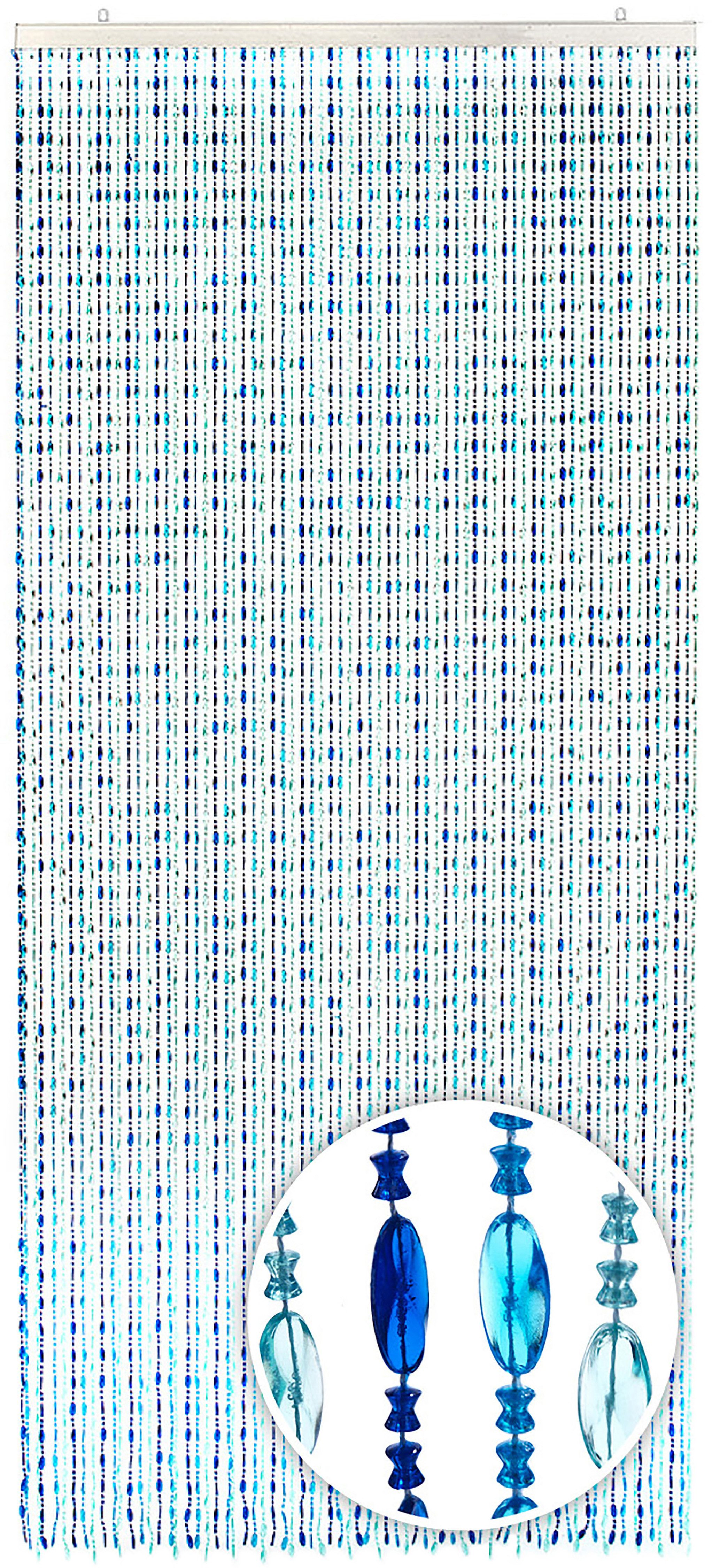 Kobolo Türvorhang Vorhang Insektenschutz OCEAN 100x230 cm Kunststoff blau, Perlenvorhan (1 St), Ösen, halbtransparent, 80 Stränge