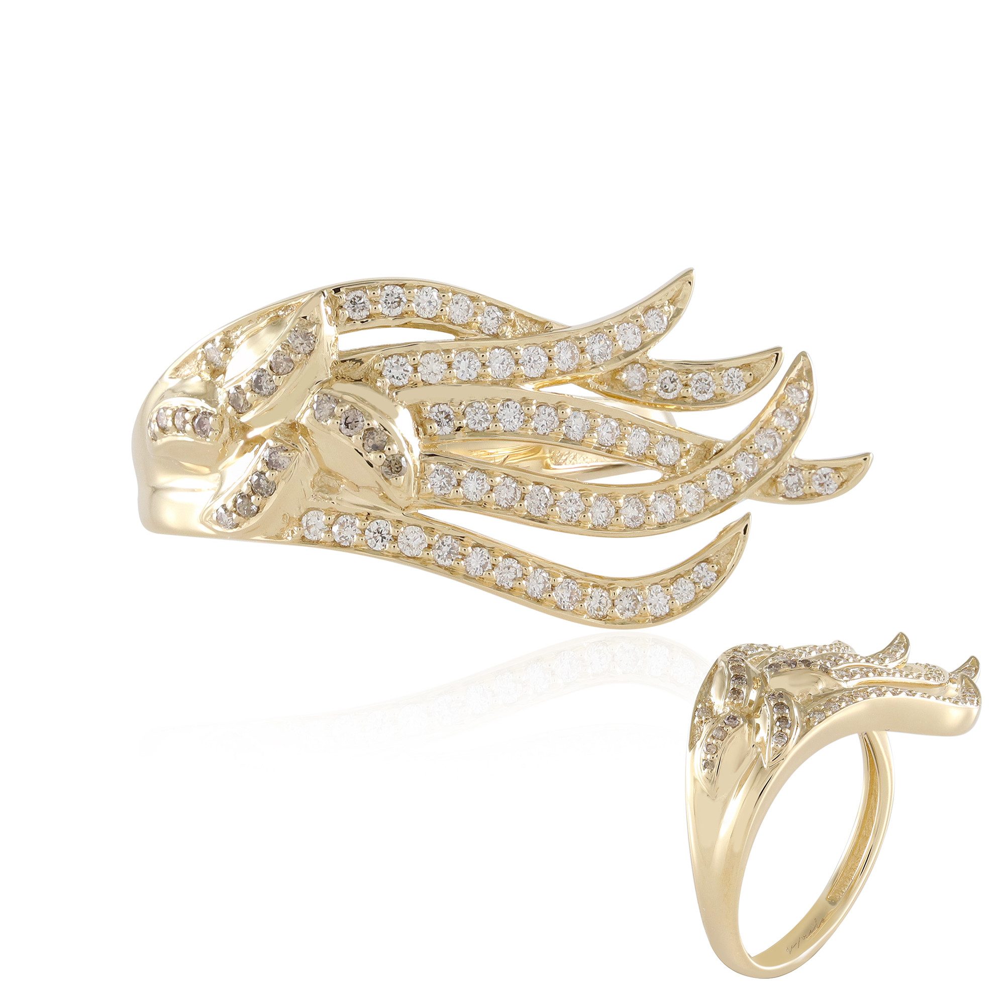 Diamantring 14 Karat Goldring mit 0,41 ct Diamanten, Champagner, Pave-Design
