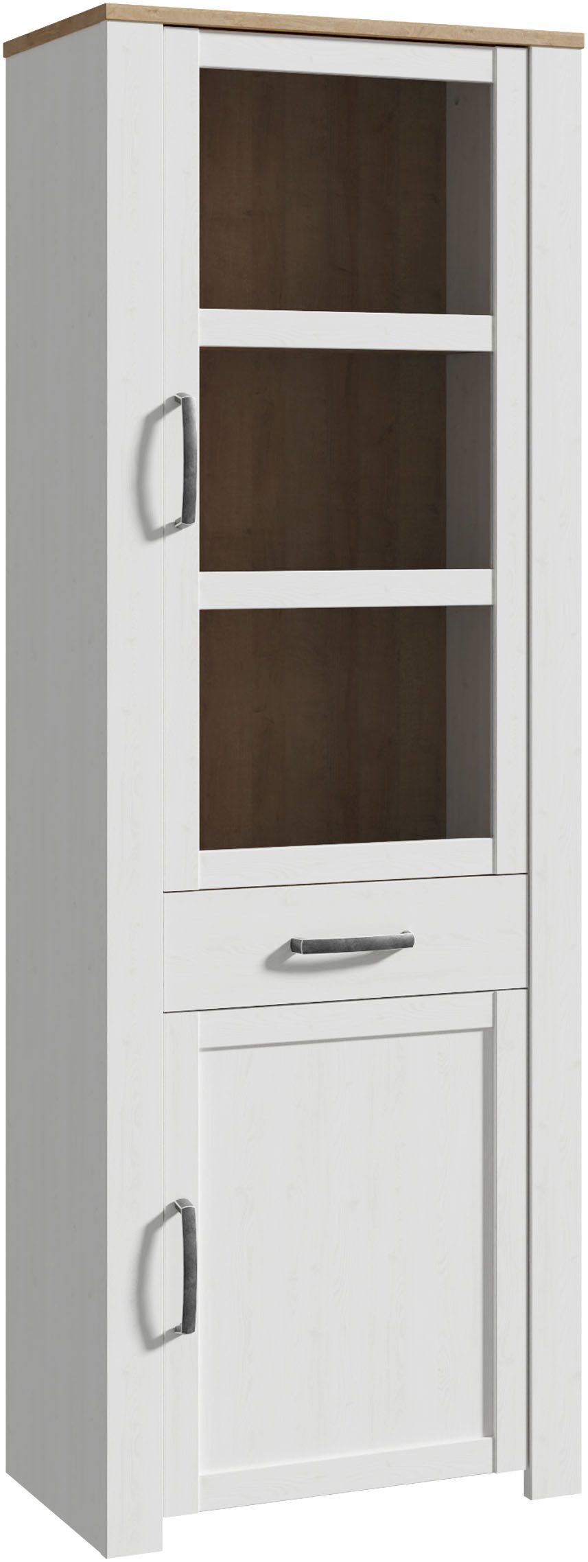 FORTE Highboard Bohol, Vitrine, 1 Glastüre,1 SK, 1 Türe, B/H/T 71,7/205,4/42 cm Beleuchtung optional bestellbar