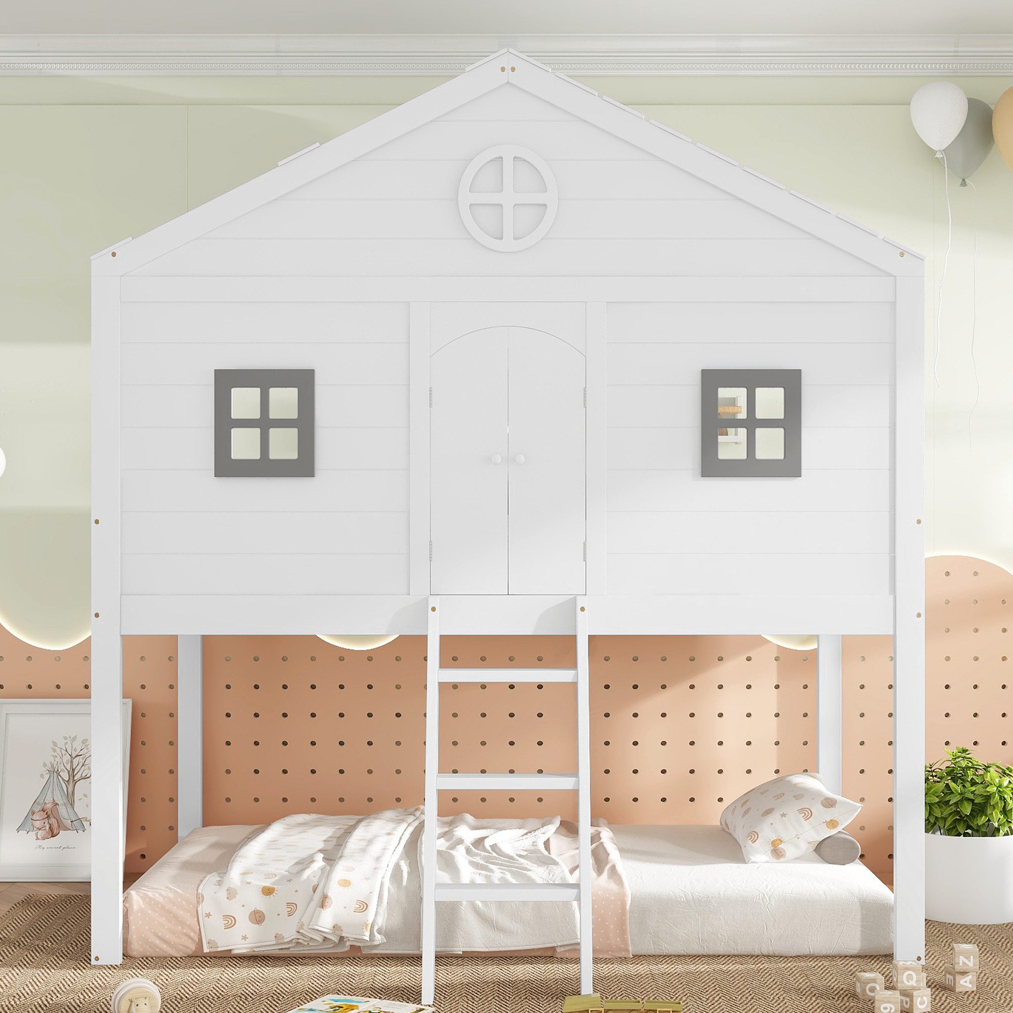 TavilaEcon Etagenbett Hausbett mit Treppe, Fallschutz, günstig online kaufen