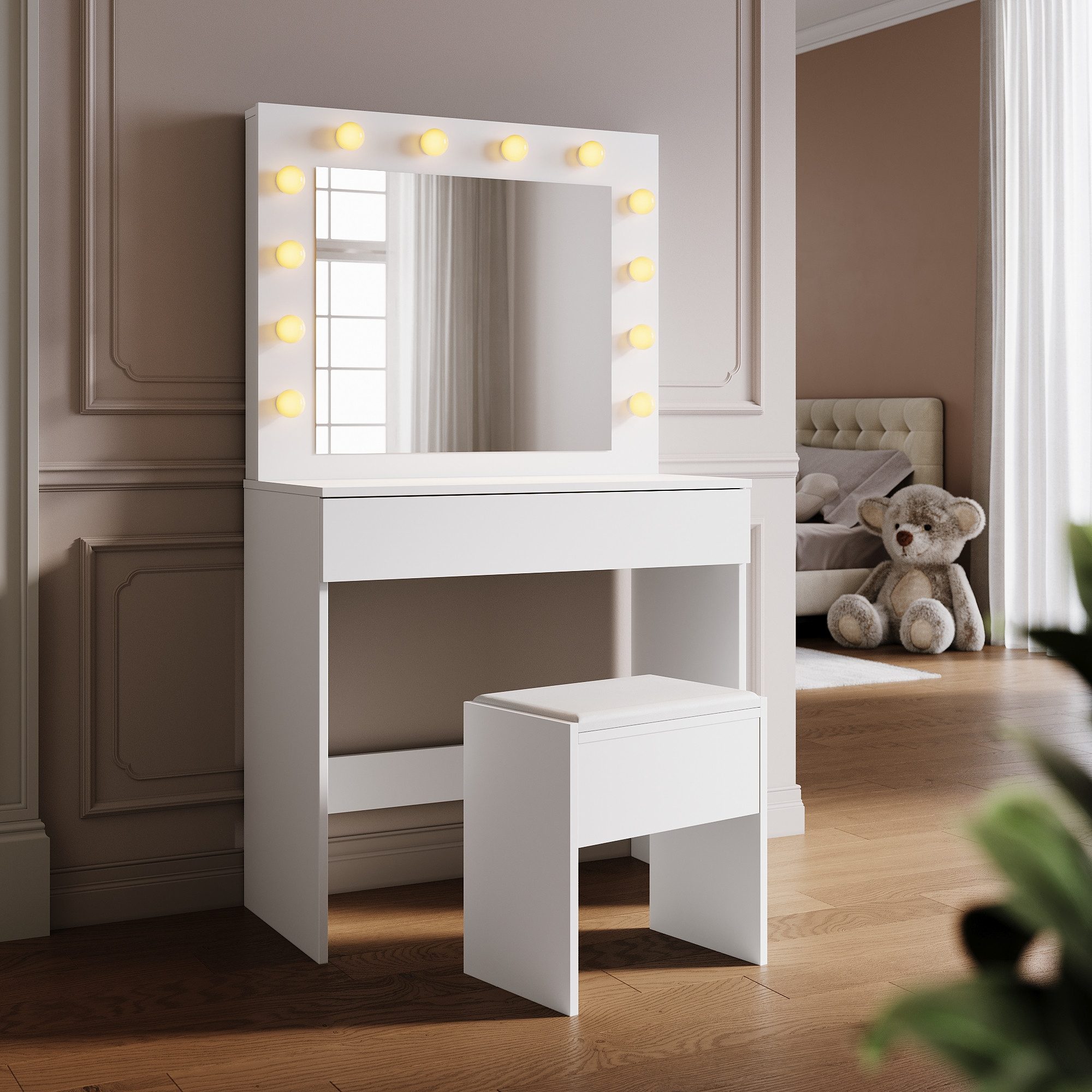 SONNI Schminktisch Moderne schwarze Schminktische, mit Spiegel, Hocker, Sch günstig online kaufen