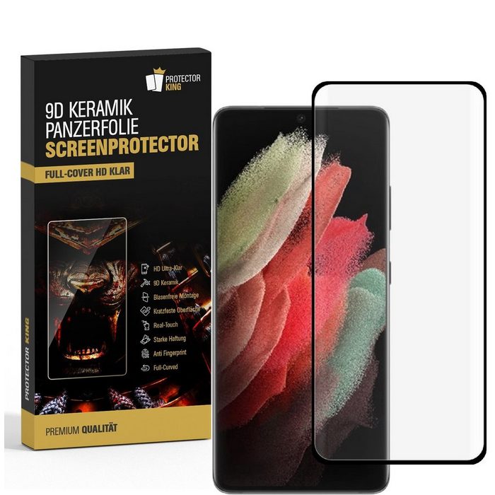 Protectorking Schutzfolie 1x 9D Keramik für Samsung Galaxy S23 FULL-COVER (1-Stück 1-Set) HD Ultra Klar FULL COVER Kratz feste Panzerfolie aus Unzerbrechlichen 9D Keramik Material