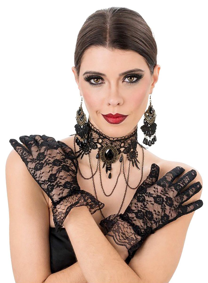 CHAKS Textilband Schwarze Witwe Schmuckset, Halsband und Ohrringe günstig online kaufen