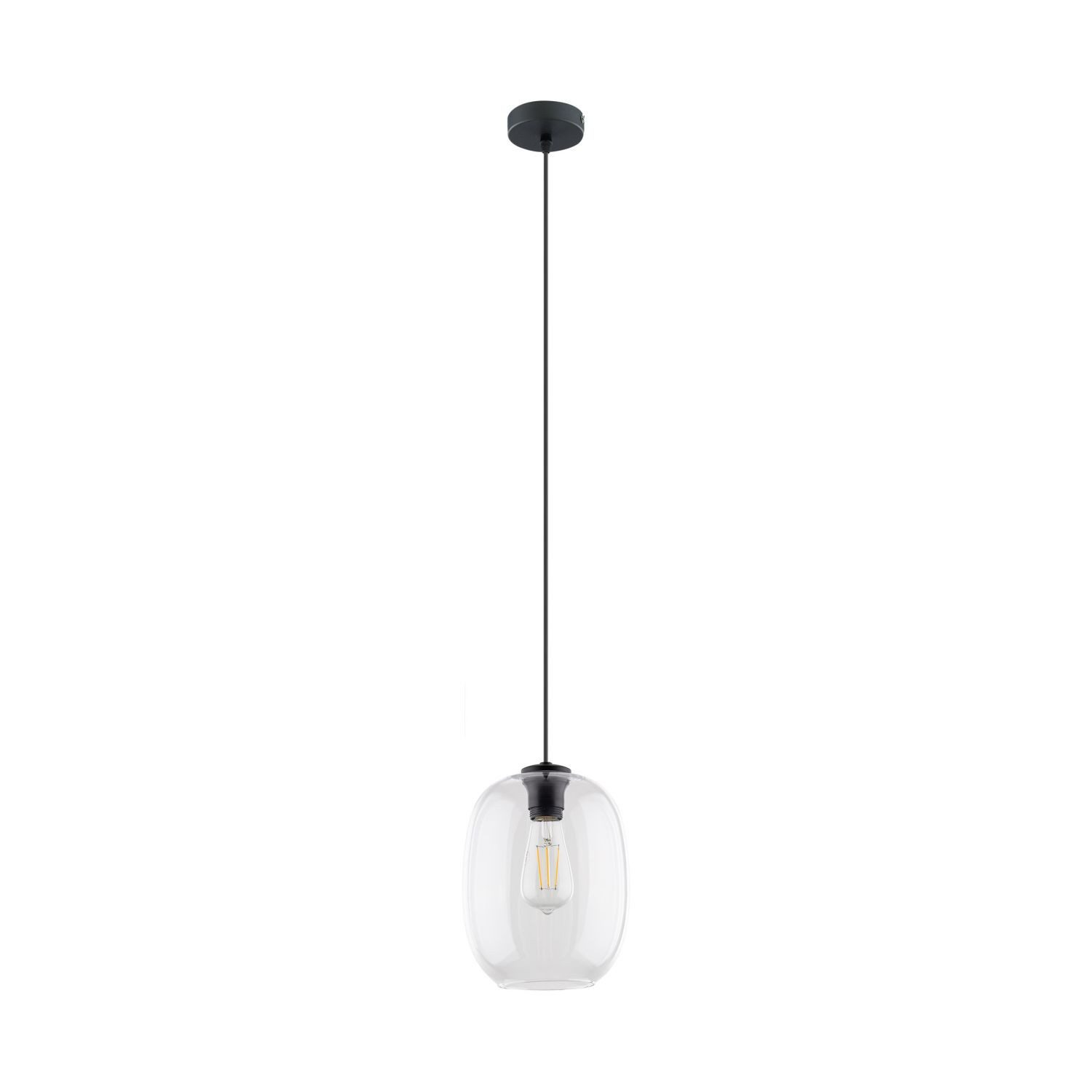 Licht-Erlebnisse Pendelleuchte QUILA, ohne Leuchtmittel, Metall Glas E27 D: 20 cm H: max. 170 cm Schwarz rund Modern