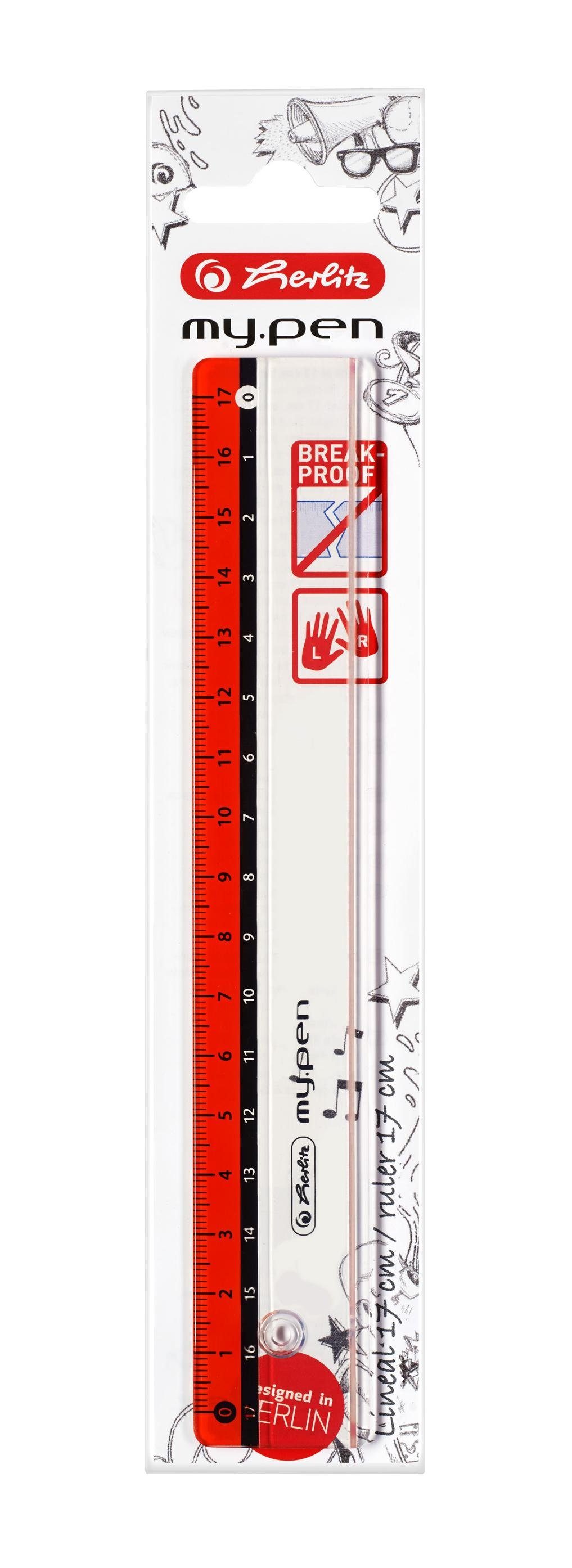 Herlitz Lineal Herlitz Lineal "my.pen" / 17cm / Farbe: rot