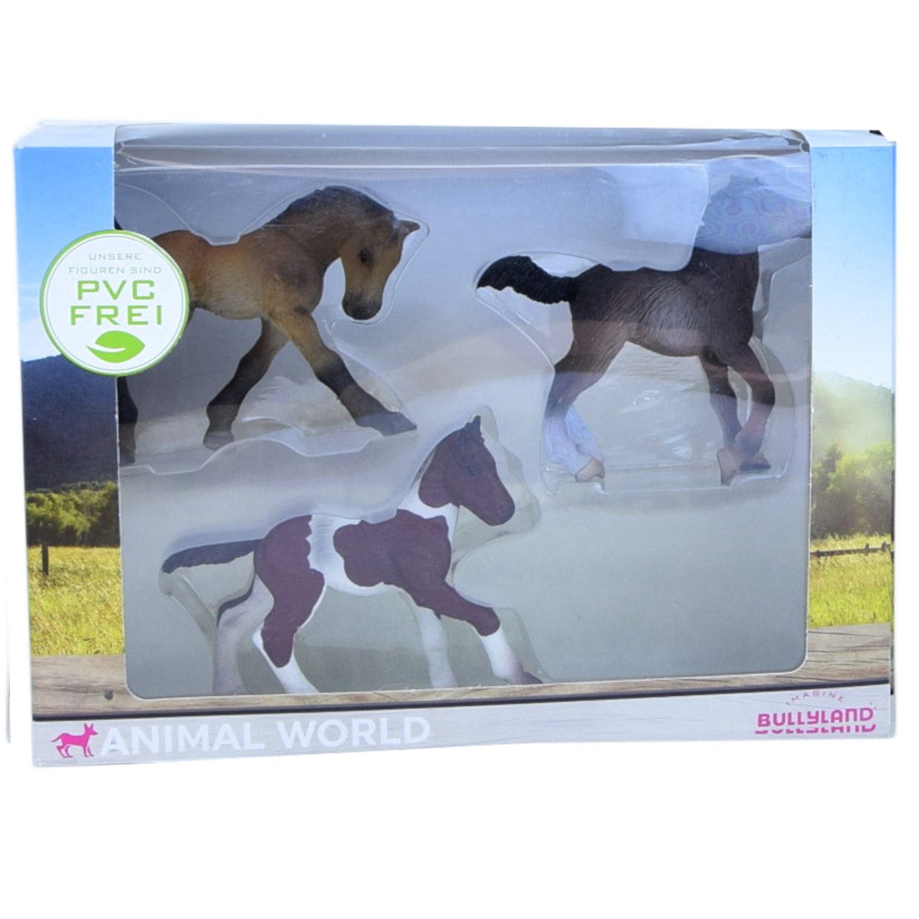 BULLYLAND Actionfigur Animal World 3 Fohlen Quarter Horse Lipizzaner Trakehner