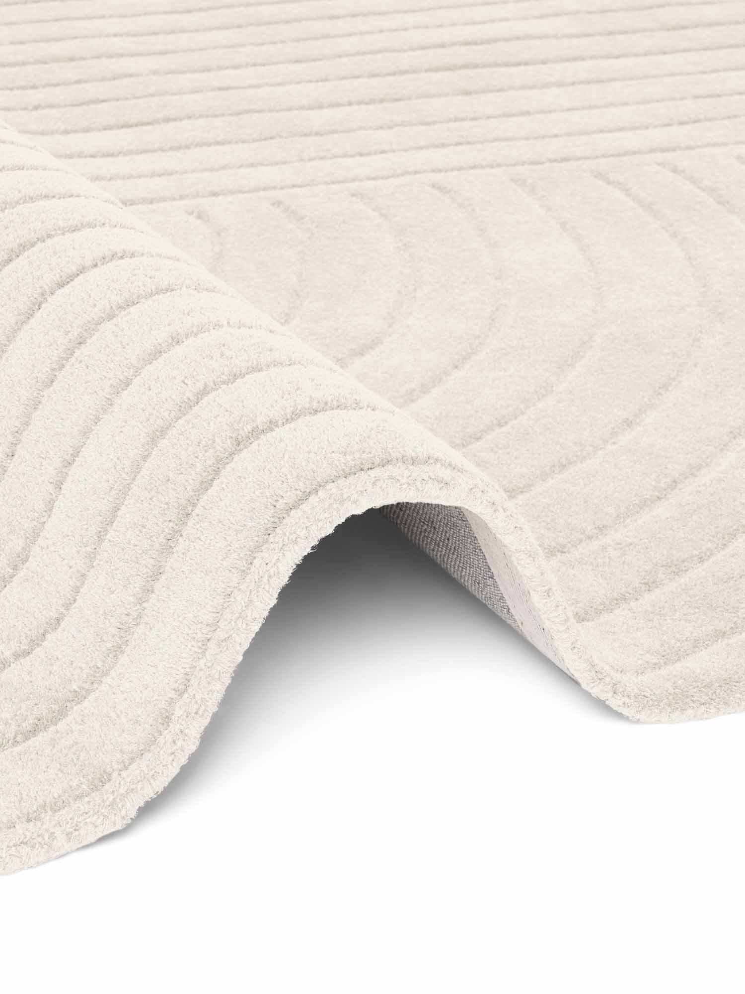 vikosa Wollteppich Arcura, rechteckig, Höhe: 15 mm, Wolle Handgemacht, Hoch-Tief-Effekt, Geometrisches Linien Wellendesign