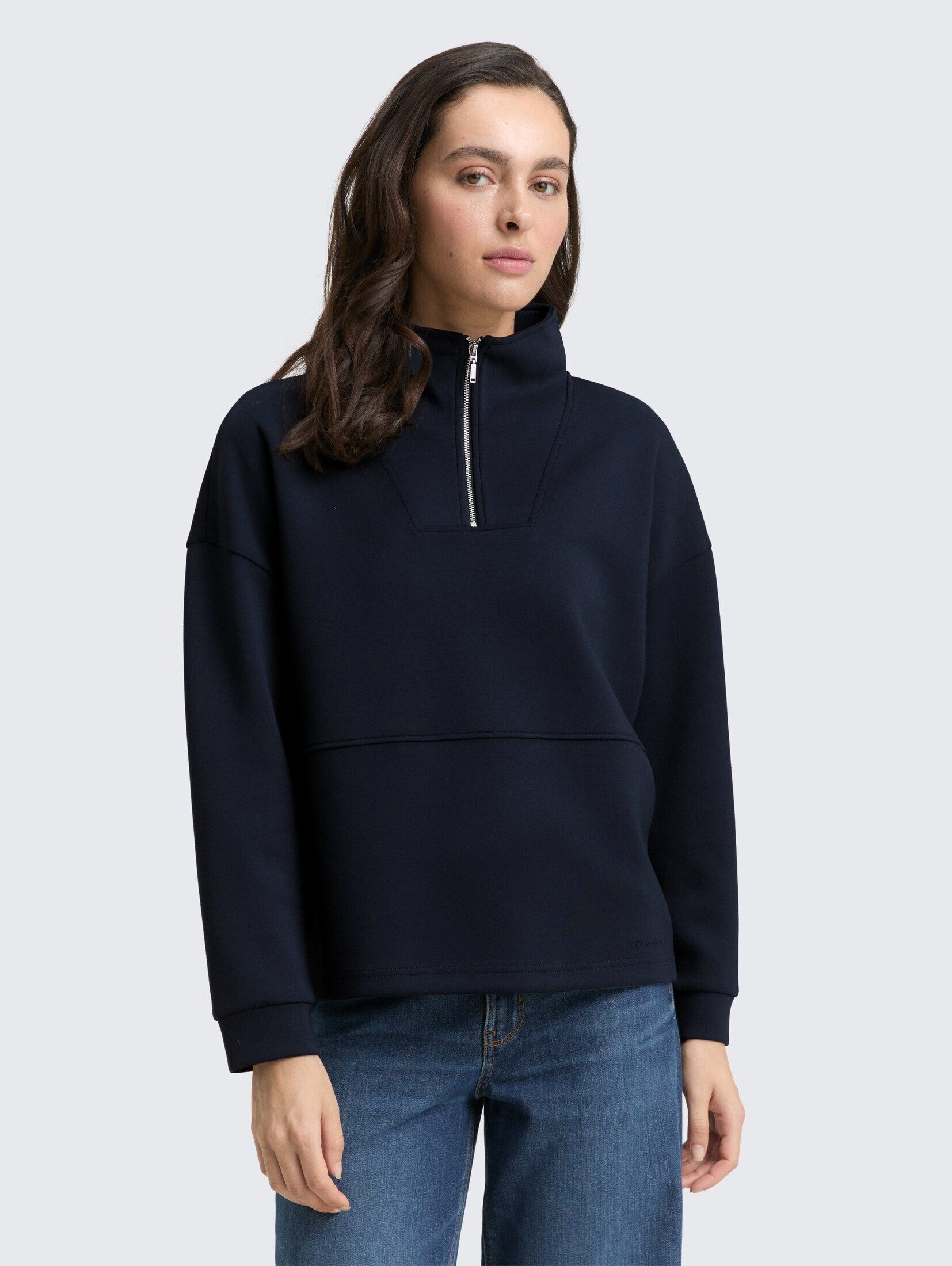 TOM TAILOR Sweatshirt Strick & Sweatshirts Scuba Troyer Sweatshirt günstig online kaufen