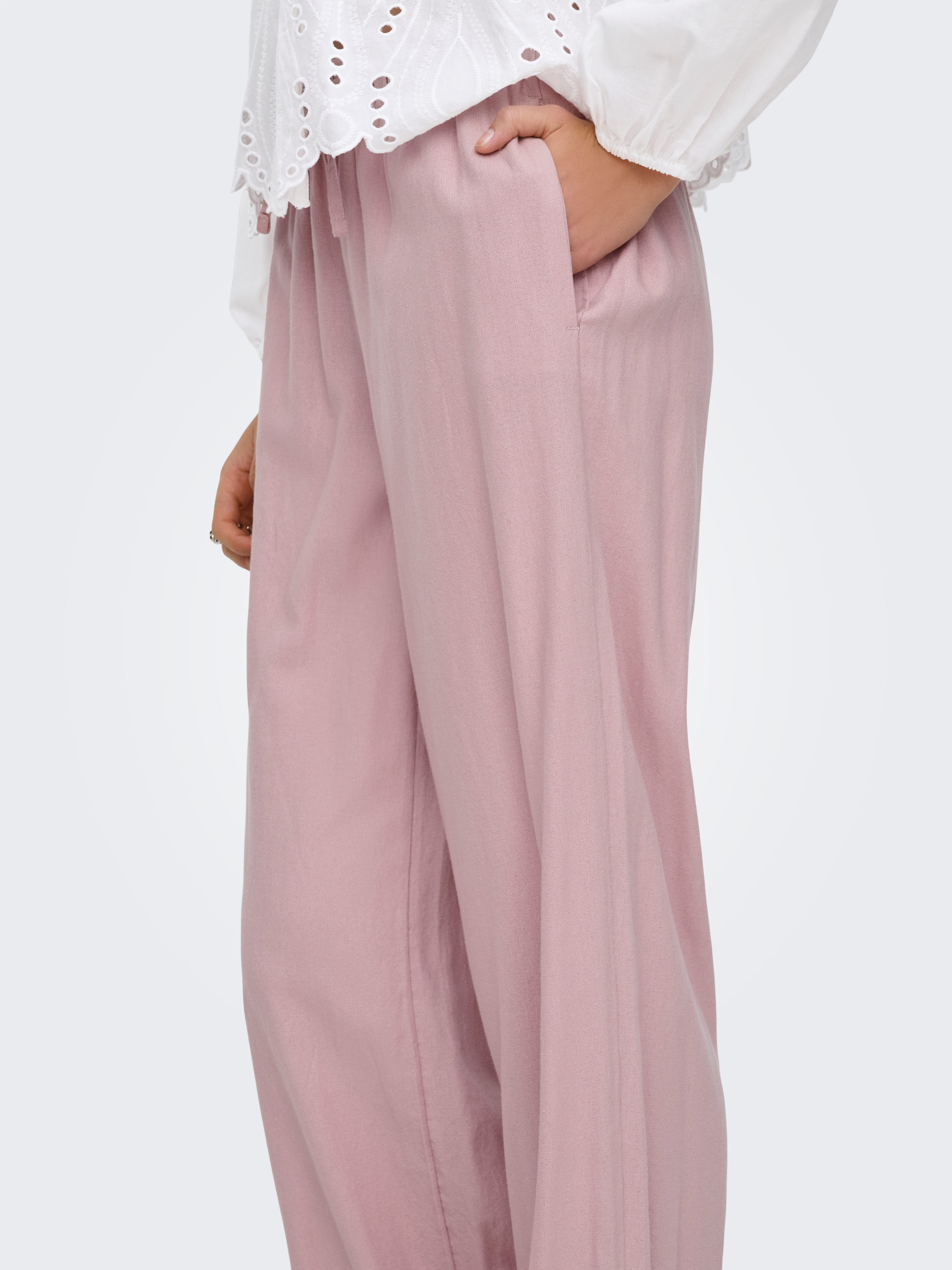 ONLY Schlupfhose ONLGOA MW LINEN BL PULL-UP PANT CC PNT mit Leinen – Bild 4 von 5