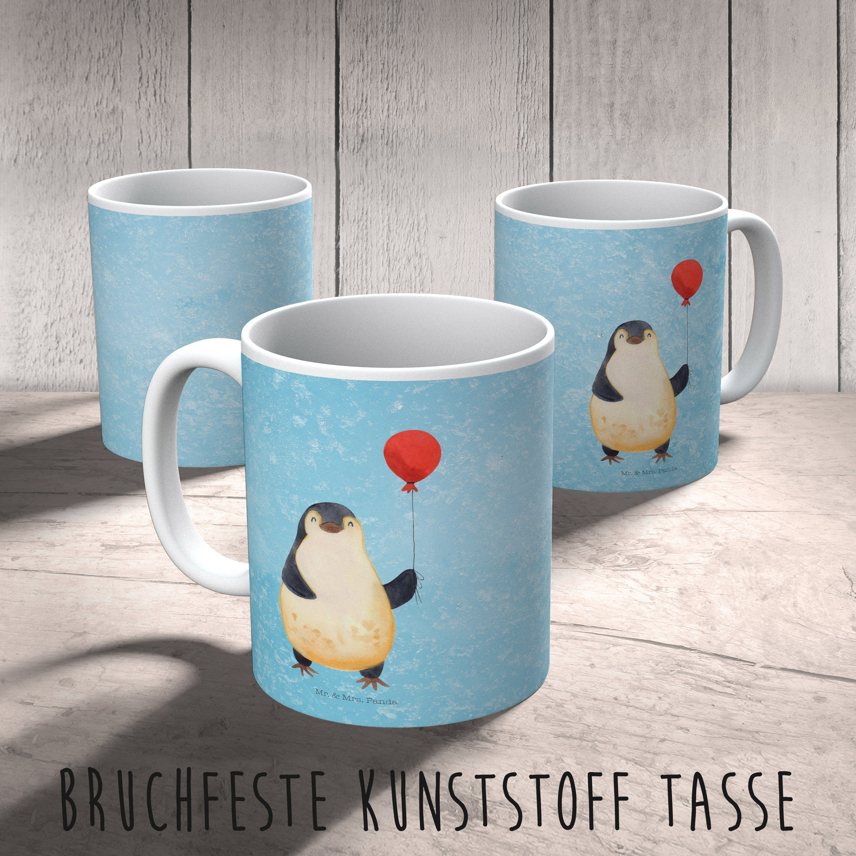 Mr. & Kindergarten, Mrs. - Panda Luftballon Eisblau Kunststoff Kinderbecher - Becher, Pinguin Geschenk, Camping