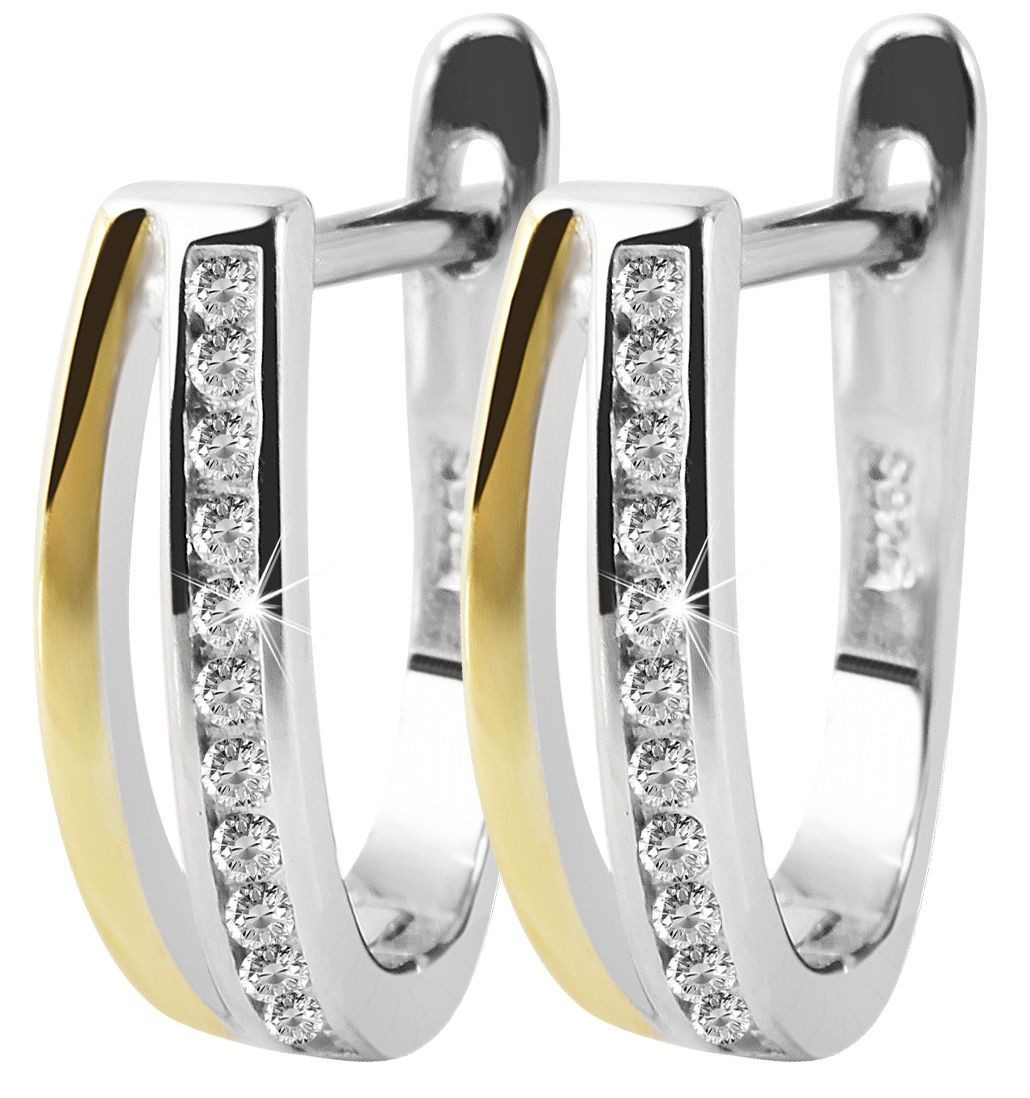 Adelia´s Klappcreolen Ohrringe – Klappcreole aus 925 Silber mit Zirkonia, Perfekt zum Verschenken an besondere Menschen