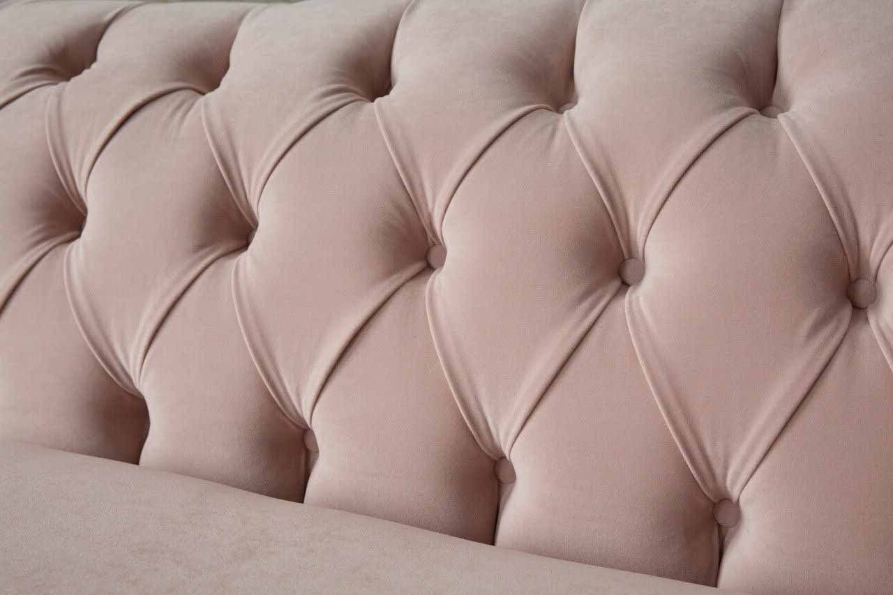 Rosa Sofa, Luxus Chesterfield Designer Möbel Sofa Modernes Made Sofa Textil in Europe JVmoebel