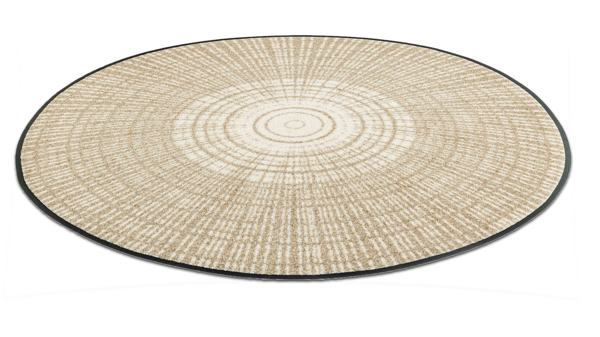 Teppich Cascara beige, wash+dry by Kleen-Tex, rund, Höhe: 7 mm | Kurzflor-Teppiche