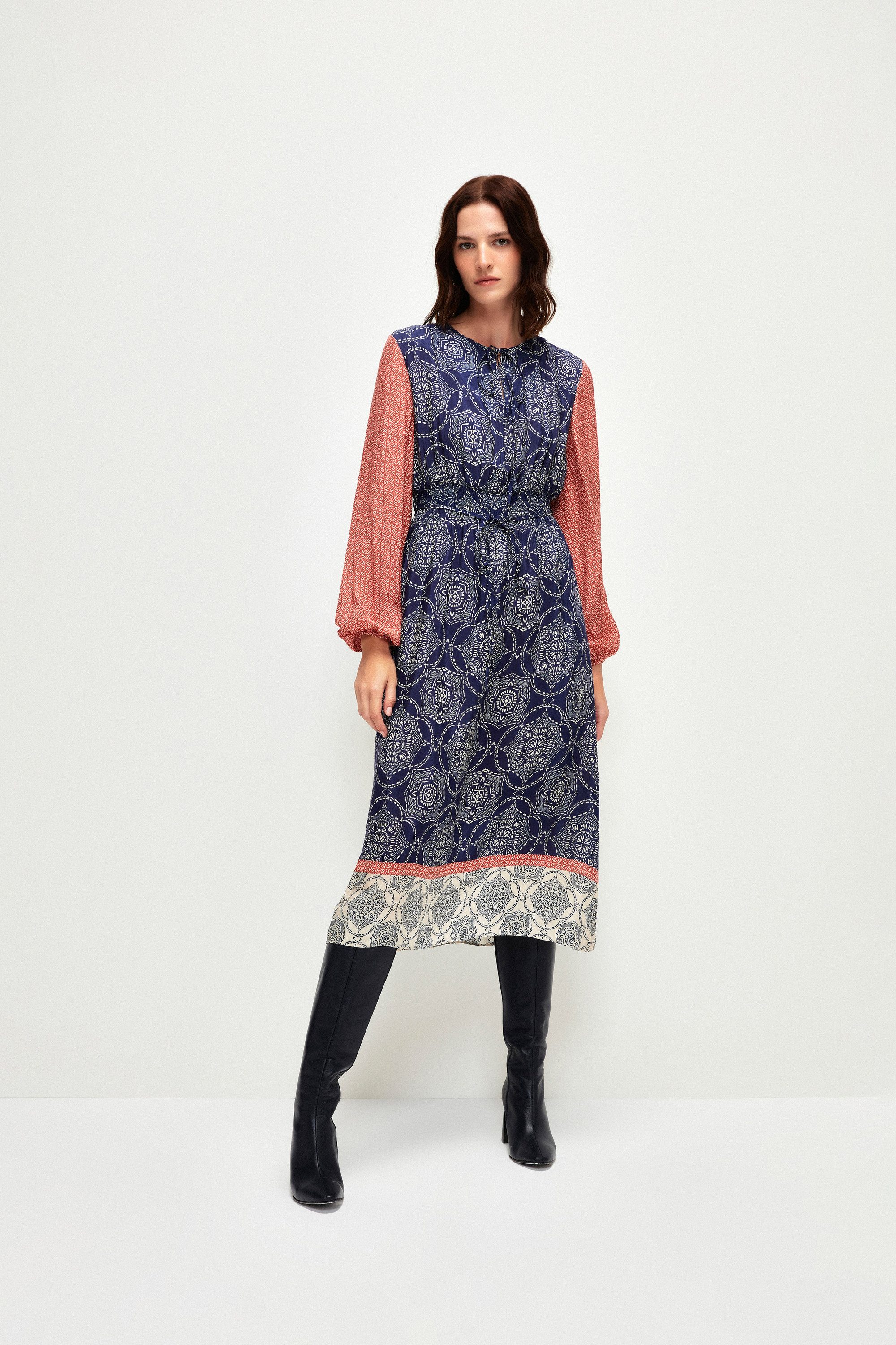 adL Druckkleid Kleid mit Ballonärmeln und Muster