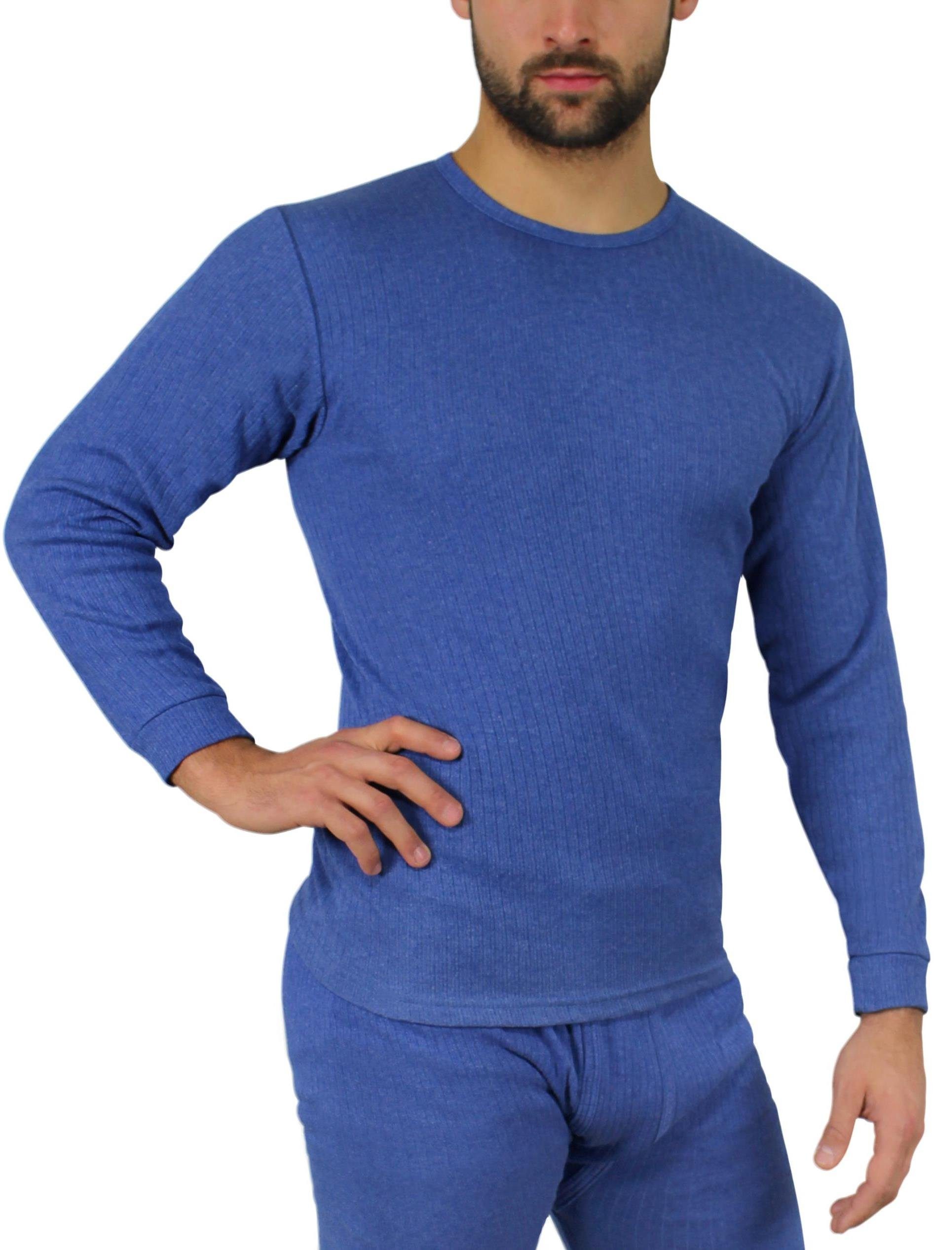 normani Thermounterhemd Herren Thermo-Unterhemd Thermounterwäsche Oberteil Skipullover Thermohemd Funktionsunterwäsche Unterziehhemd Blau