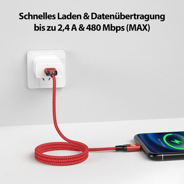 JAMEGA USB Kabel kompatibel mit iPhone Nylon USB A auf 8-Pin Ladekabel - Lightningkabel, USB A, 8-Pin (50 cm)