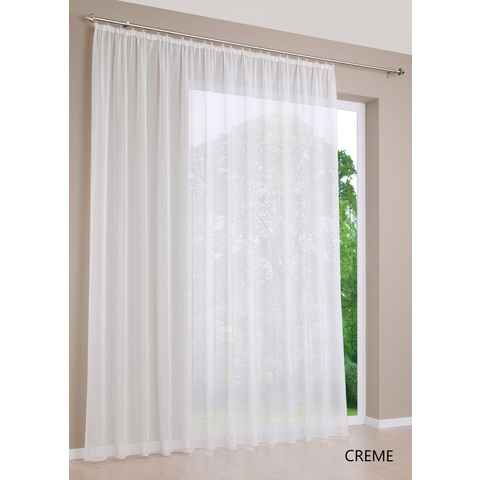 Gardine Voile Creme, DecoHome24, Kräuselband, transparent, Voile, Store