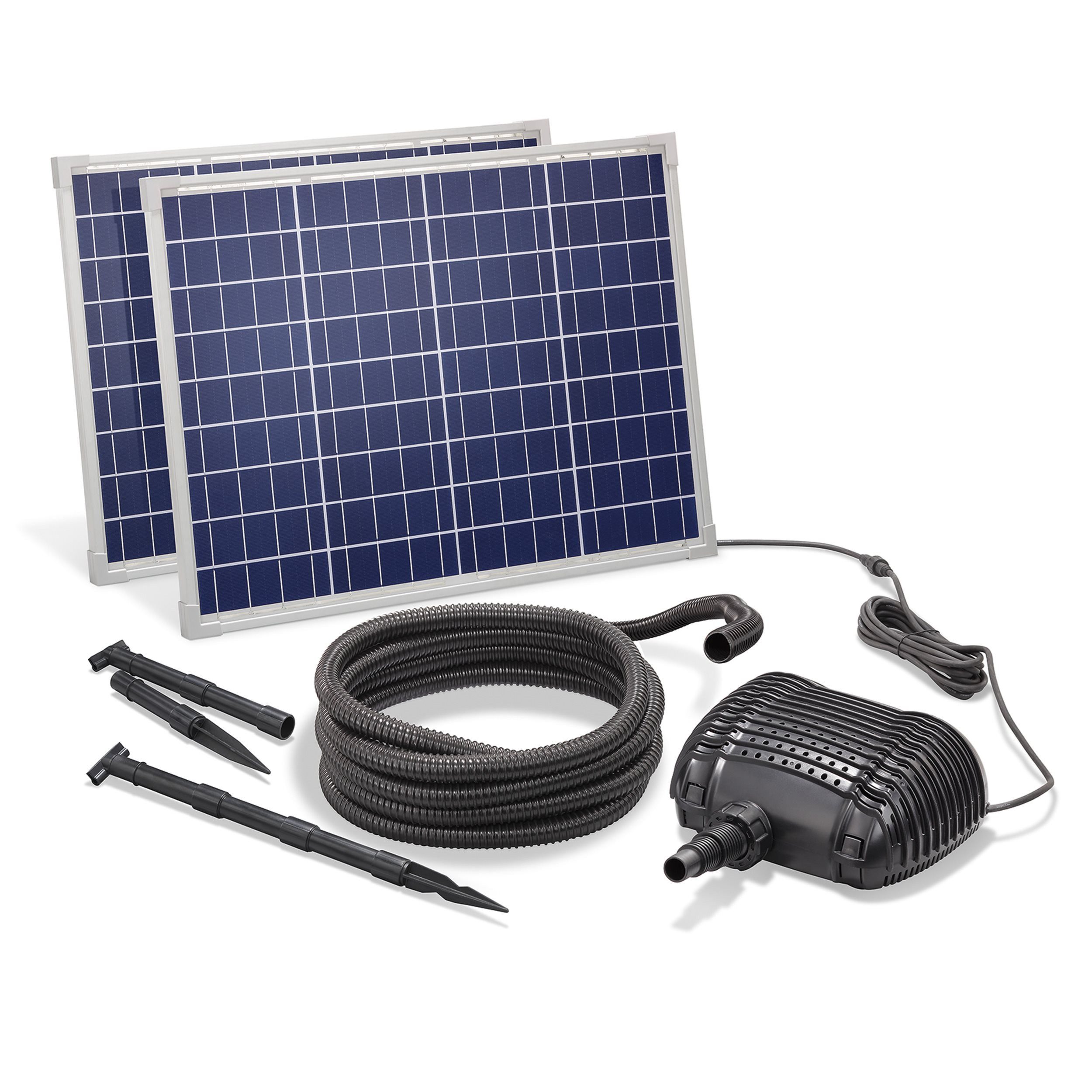 esotec Bachlaufpumpe 100/2500 Solar Bachlaufset Waterfall 2500l/h 2x50Wp Solarmodul 101962 (Komplettset)