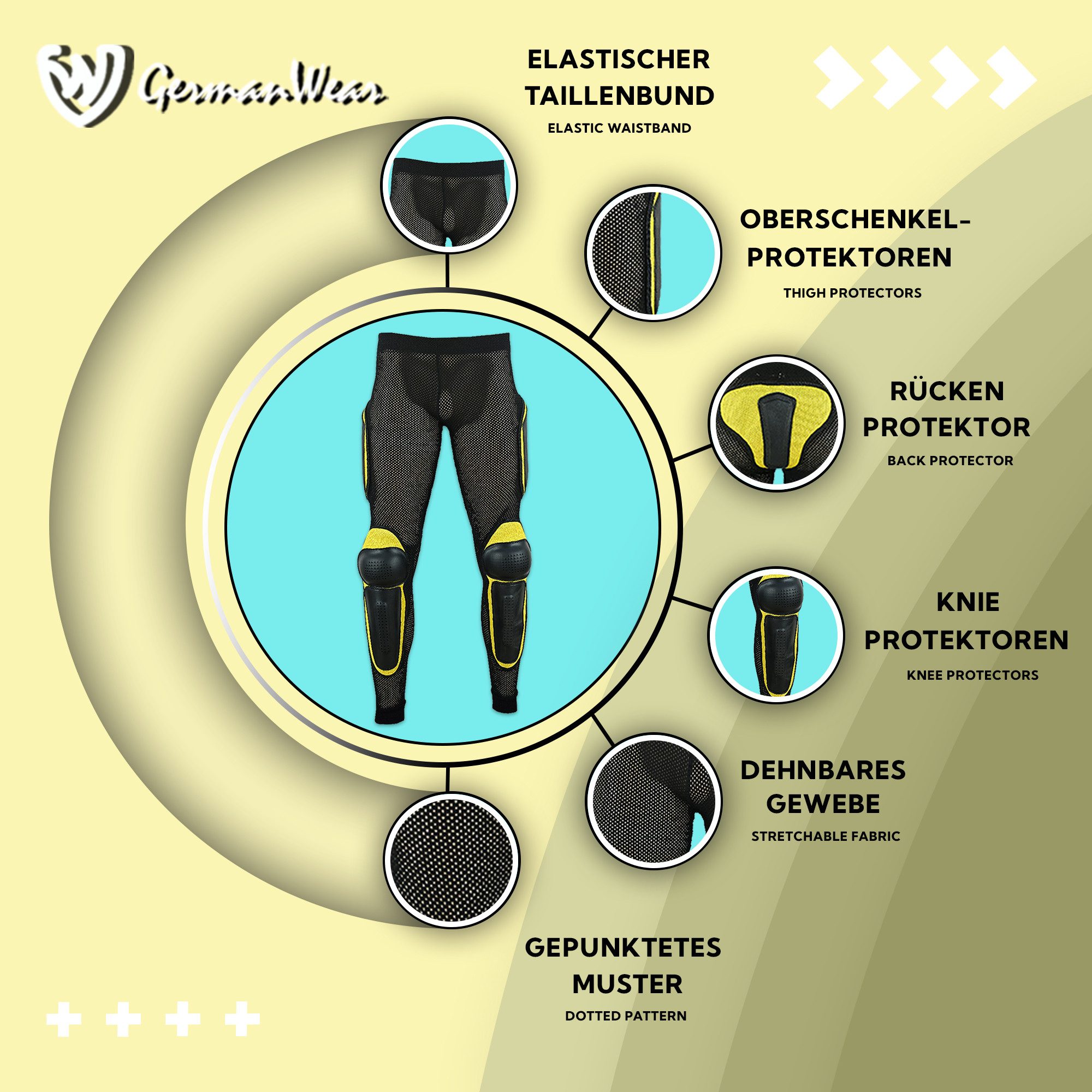 German Wear Protektorenhose GW520T, Protektorenhose Motorrad protektoren – Bild 5 von 5