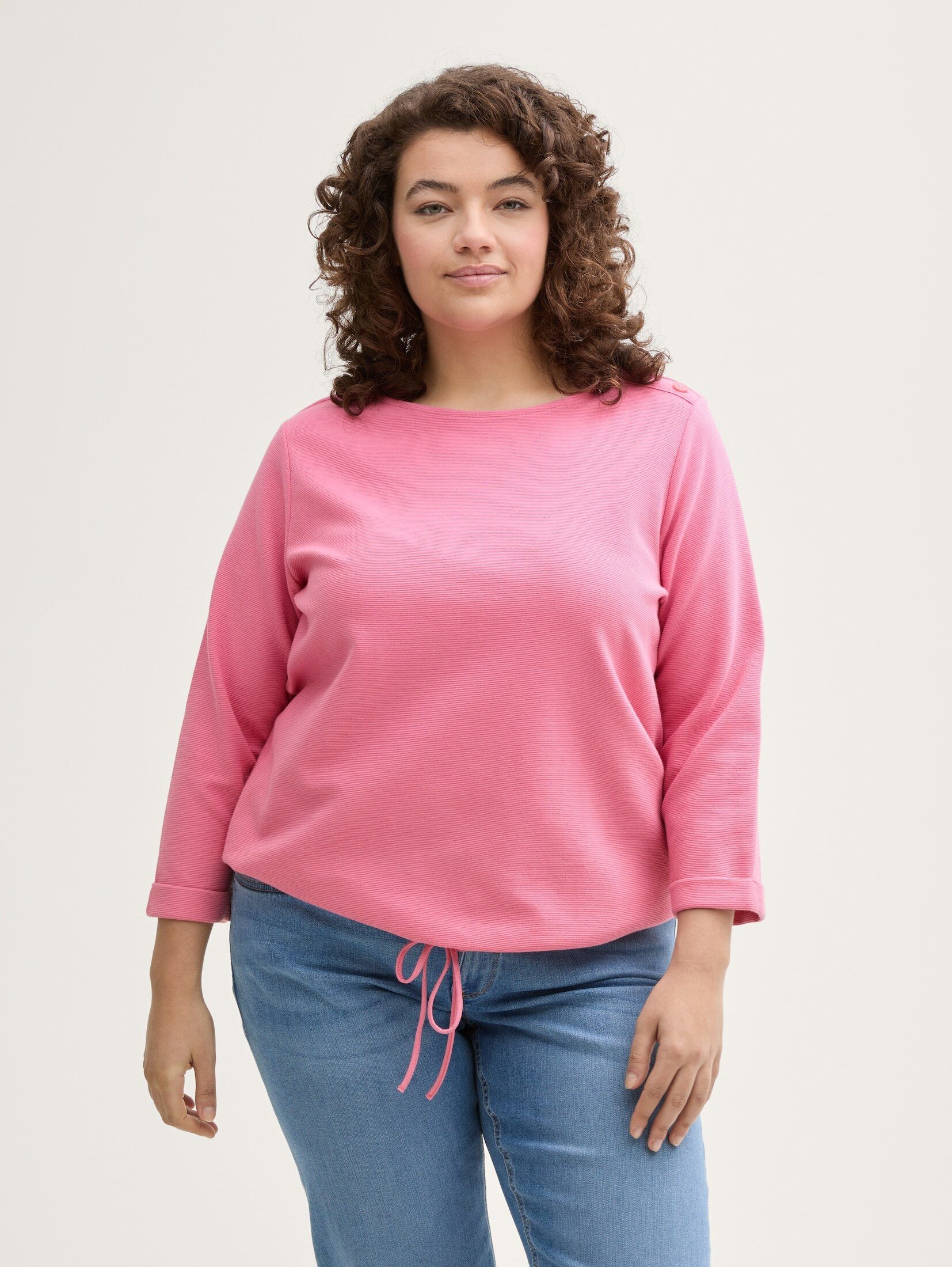TOM TAILOR T-Shirt Plus Size - Langarmshirt mit Knopf-Details günstig online kaufen