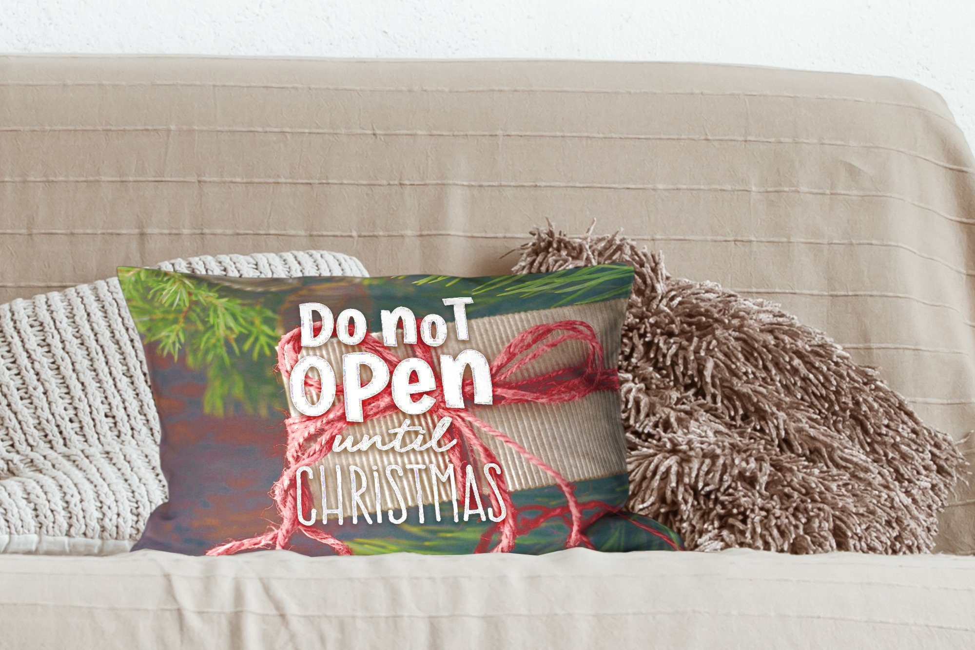 - Zierkissen, "Nicht Weihnachten öffnen" Dekoration, Dekokissen vor MuchoWow Füllung, mit Dekokissen Wohzimmer Sprichwörter Schlafzimmer - Zitate,