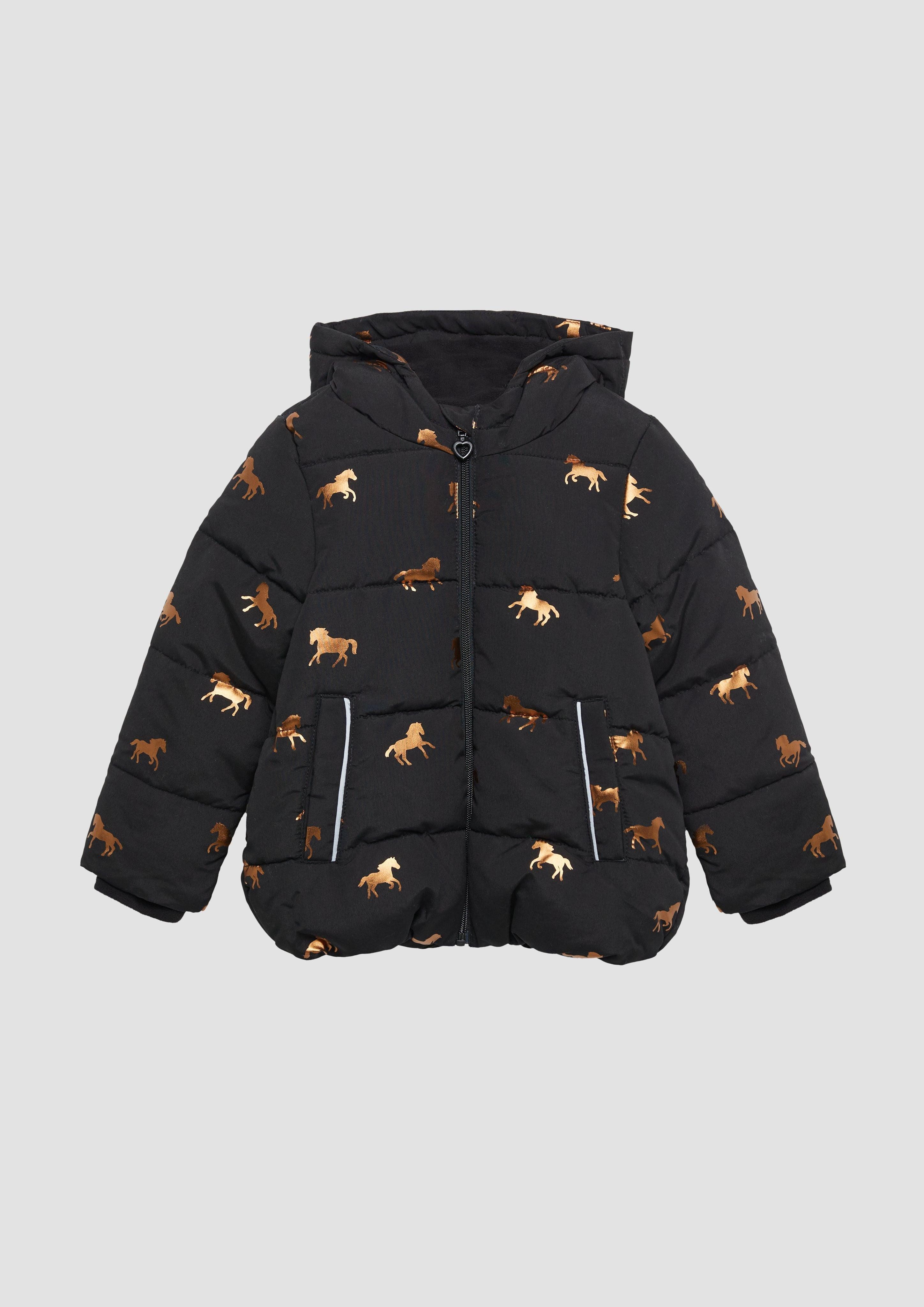 Funktionsjacke Steppjacke mit schimmerndem Print und Fleecefutter