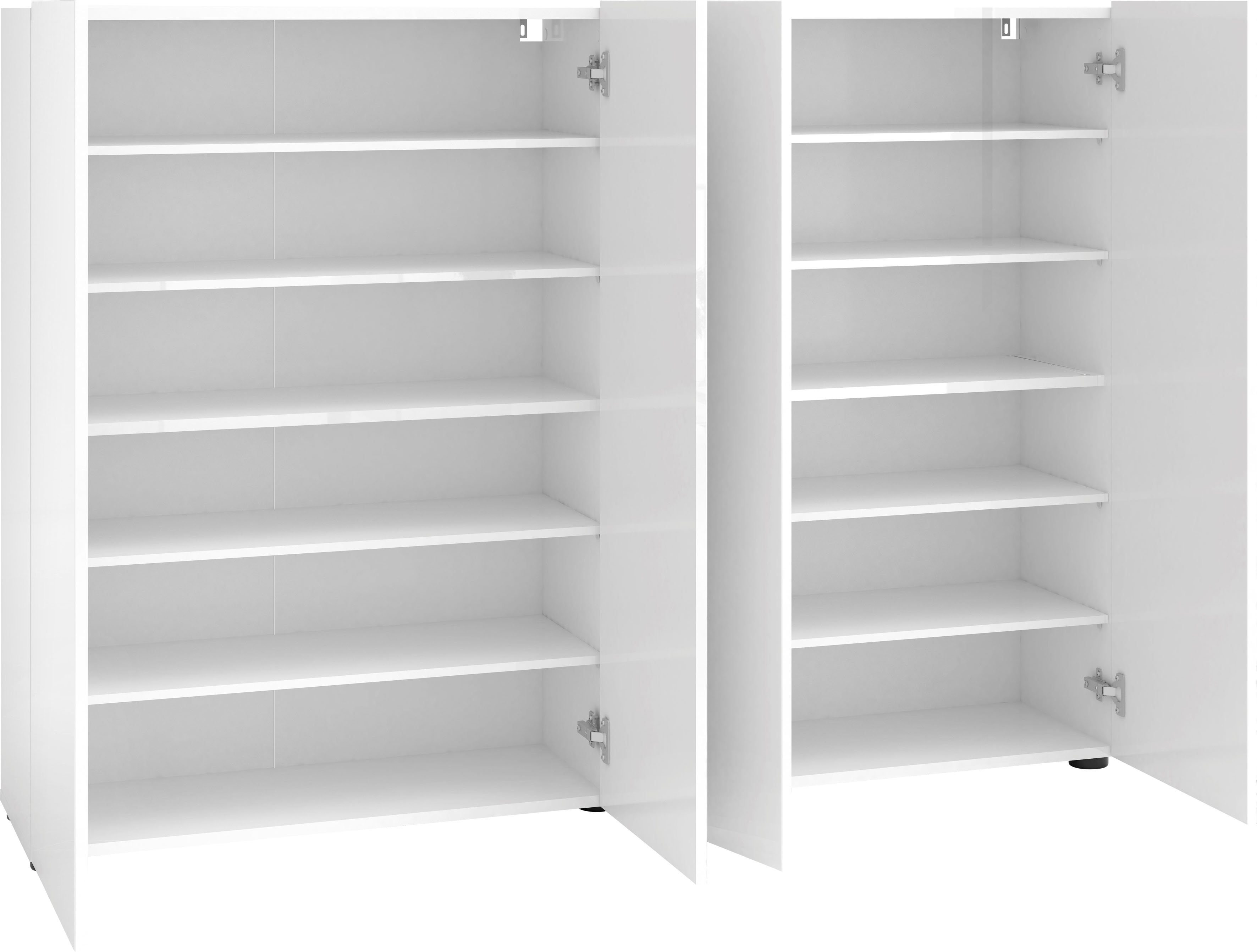 Home affaire Schuhschrank MISTER- Schuhregal, Made in Italy, 12 Fächer, 10 Einlegeböden Breite 160 cm, 4 Türen, Hochglanz Lackierung – Bild 4 von 5