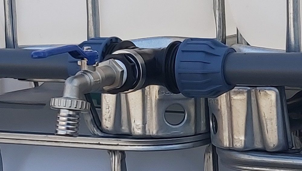 Regenwassertank IBC Verbindung 1000L für Wassertanks Container Adapter 1" Wasserhahn