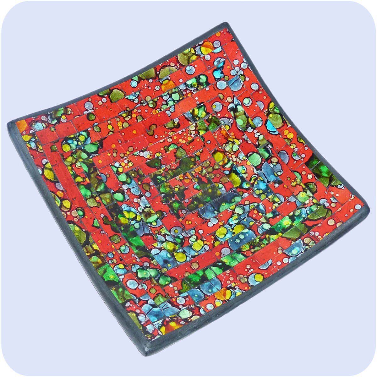 Quadrat Tonschale bunt Mosaikschale groß Dekoschale SIMANDRA Rot
