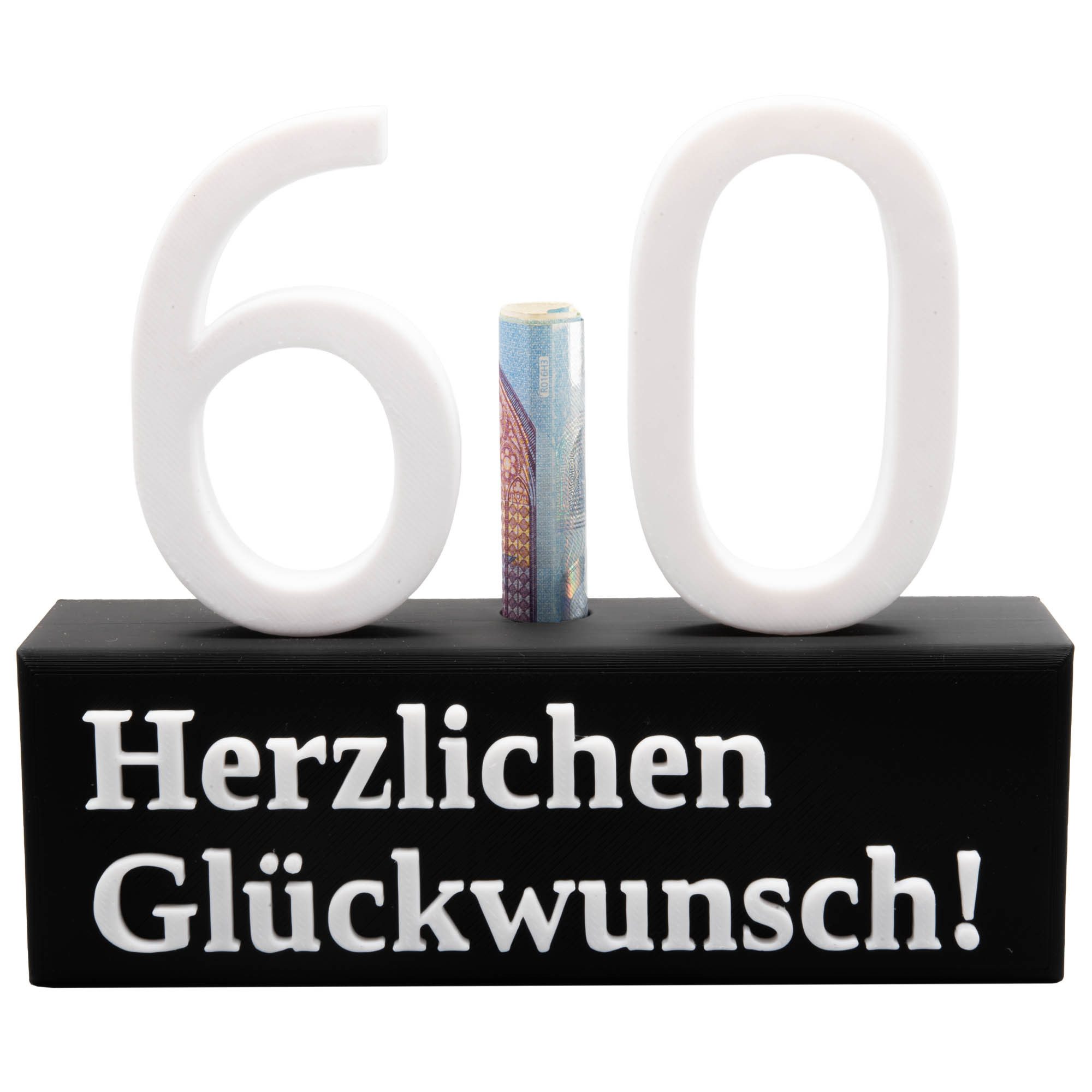 TSB Werk Geschenkbox 60. Geburtstag Geschenk Jubiläum 60 Hochzeit, Geschenkidee, Zahlenständer, Sechzig