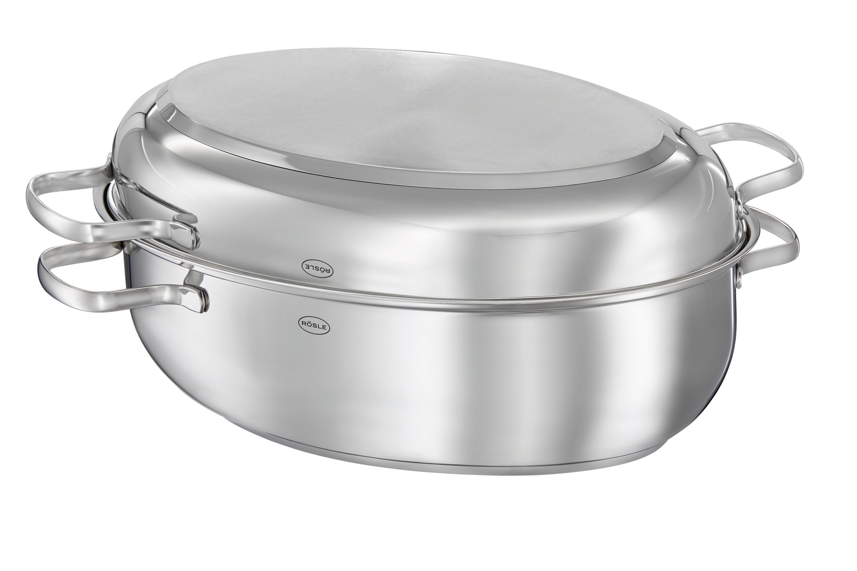 RÖSLE Bräter PUREELEMENTS Edelstahl Deckel ProCeraPlus, Edelstahl 18/10, oval