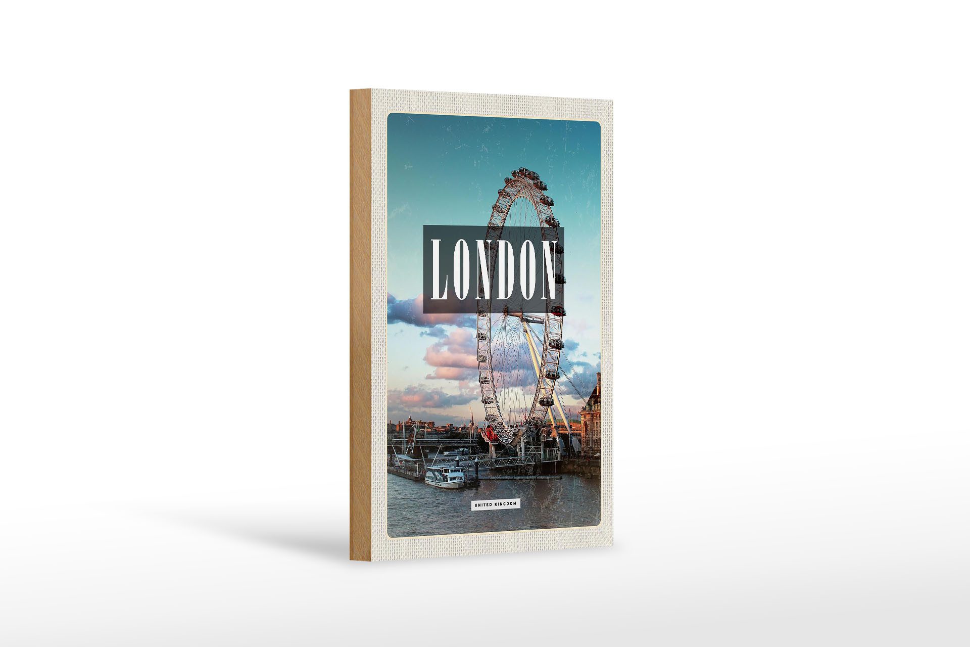 Holzbild Reise 12x18 cm London Engalnd London Eye