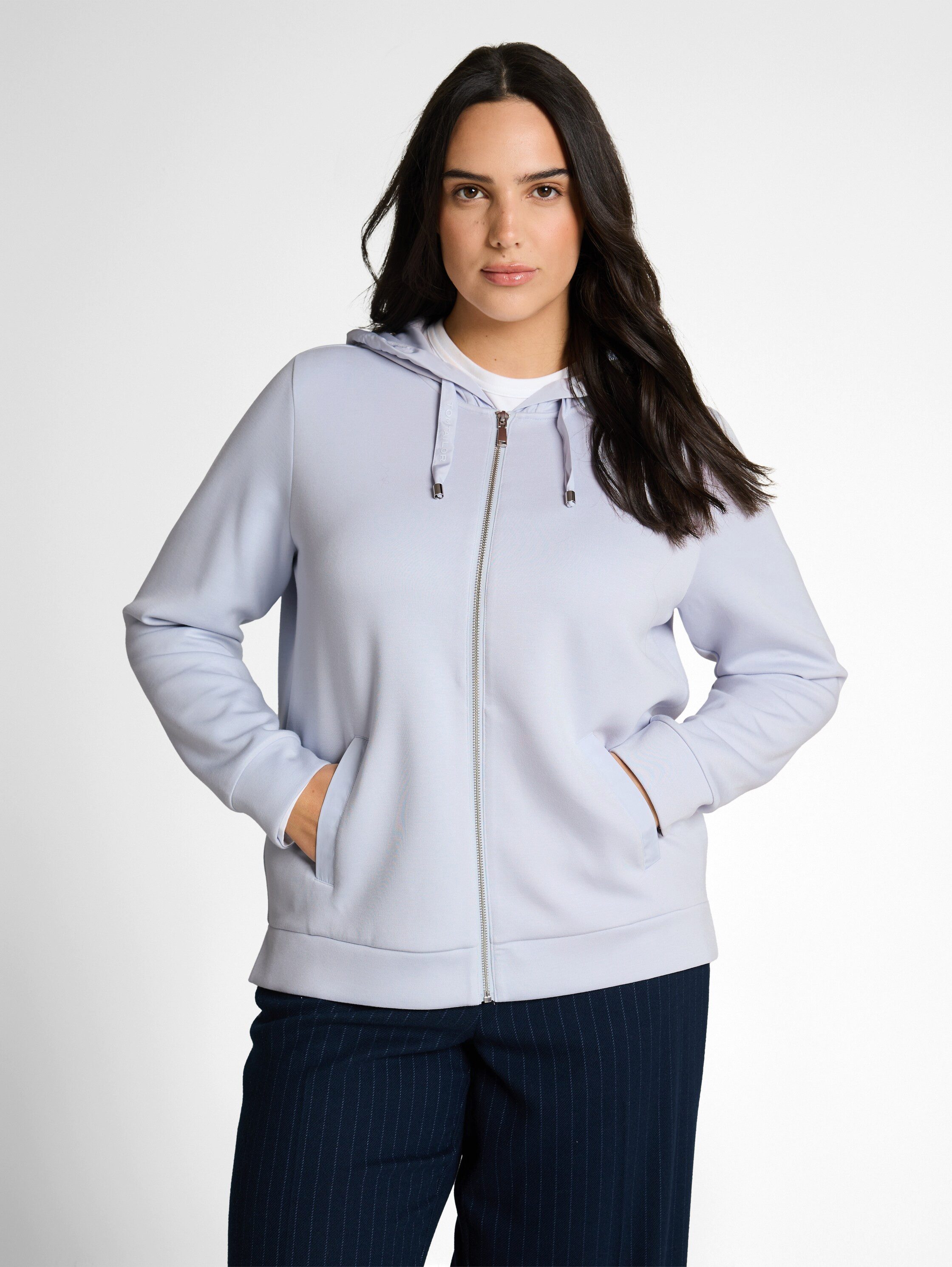 TOM TAILOR PLUS Kapuzensweatjacke aus Scuba Stoff günstig online kaufen