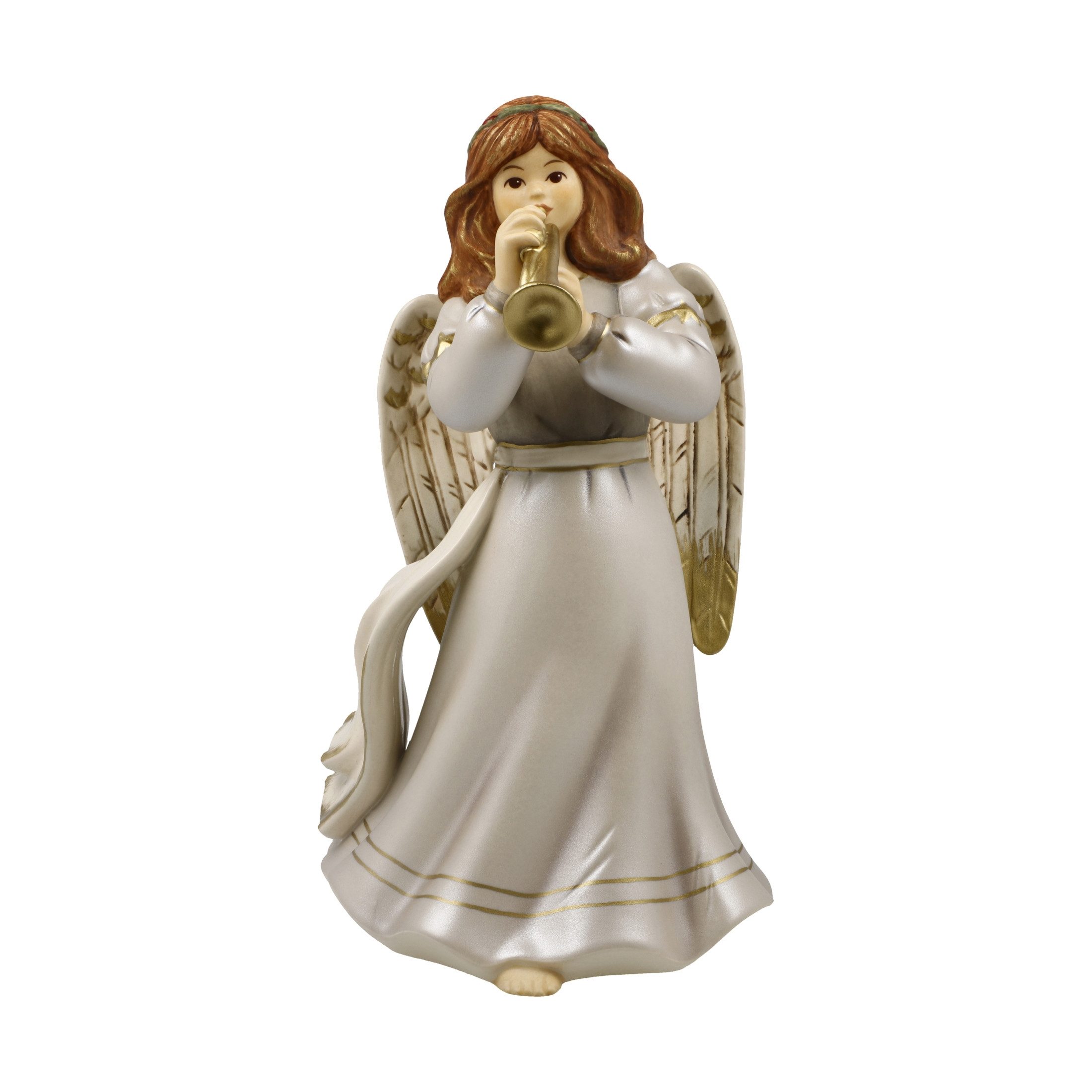 Goebel Weihnachtsfigur Goebel Gloria Andächtige Trompetenspielerin Weiß-Gol günstig online kaufen
