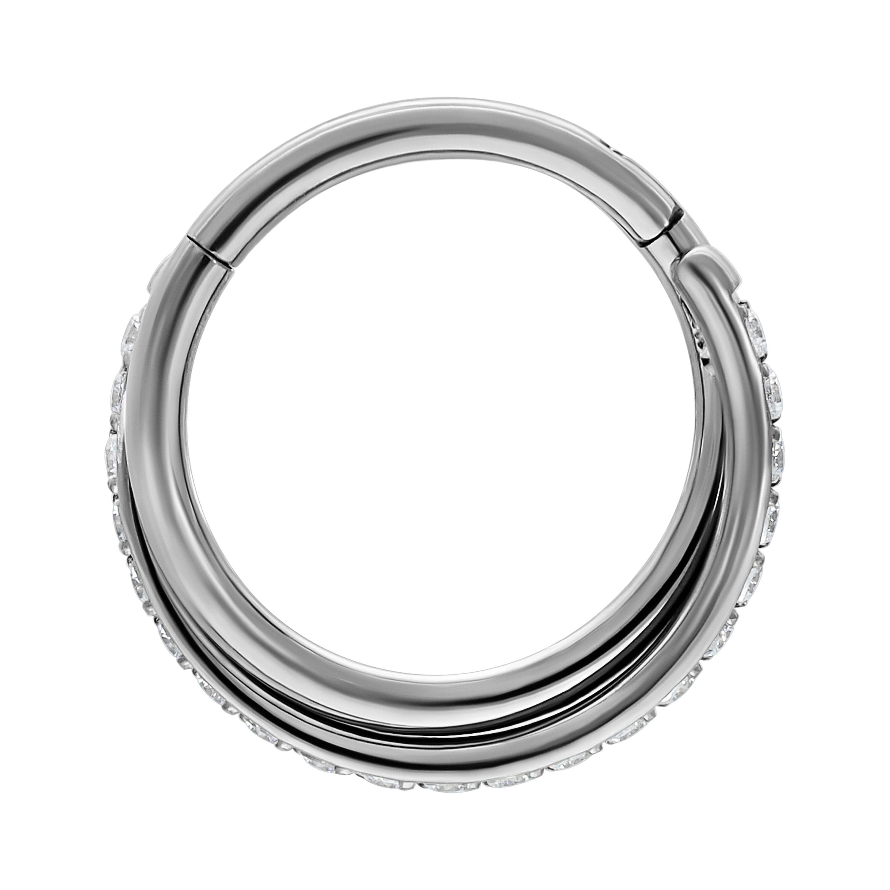 Wildcat Nasenpiercing Crossed Crystal Clicker für Ohr, Nase, Lippe, Bauchnabel, 1 Stück, Titan Grad 23 - wasserfest, hautverträglich, Silber-Kristallklar