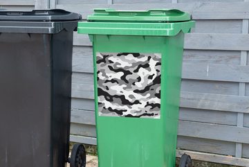 MuchoWow Wandsticker Schwarz-weißes Camouflage-Muster (1 St), Mülleimer-aufkleber, Mülltonne, Sticker, Container, Abfalbehälter
