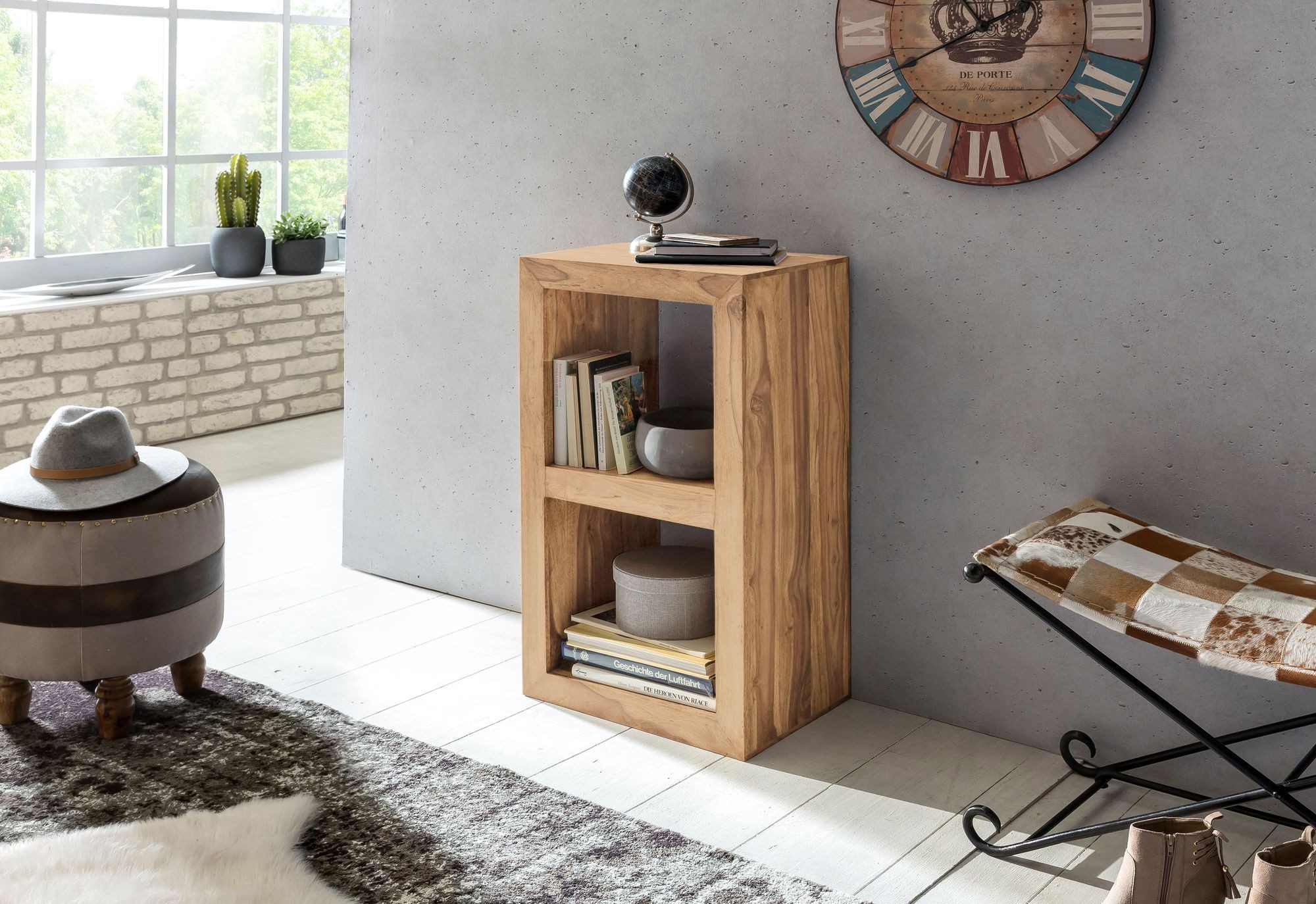 furnicato Standregal Echtholz 88x50x35 cm, 1-tlg.