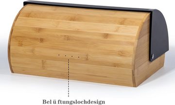 Zedelmaier Brotkasten Brotaufbewahrungsbox aus Metall Holz groß, (Set), Brotkorb mit Deckel und Brotbeutel