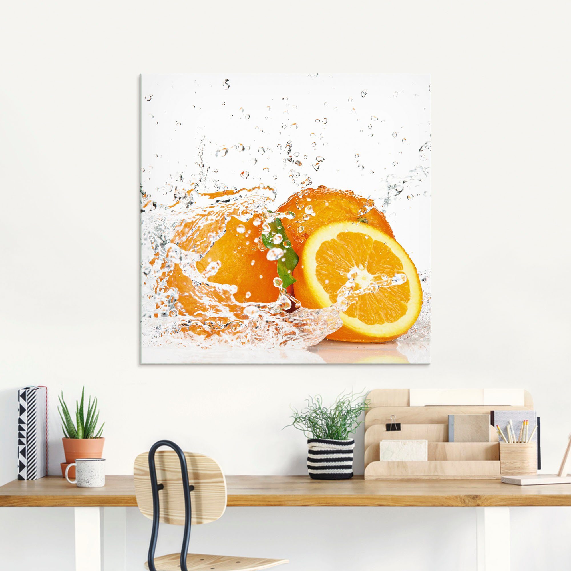 Artland Glasbild Orange mit Spritzwasser, Süßspeisen (1 St), in verschiedenen Größen